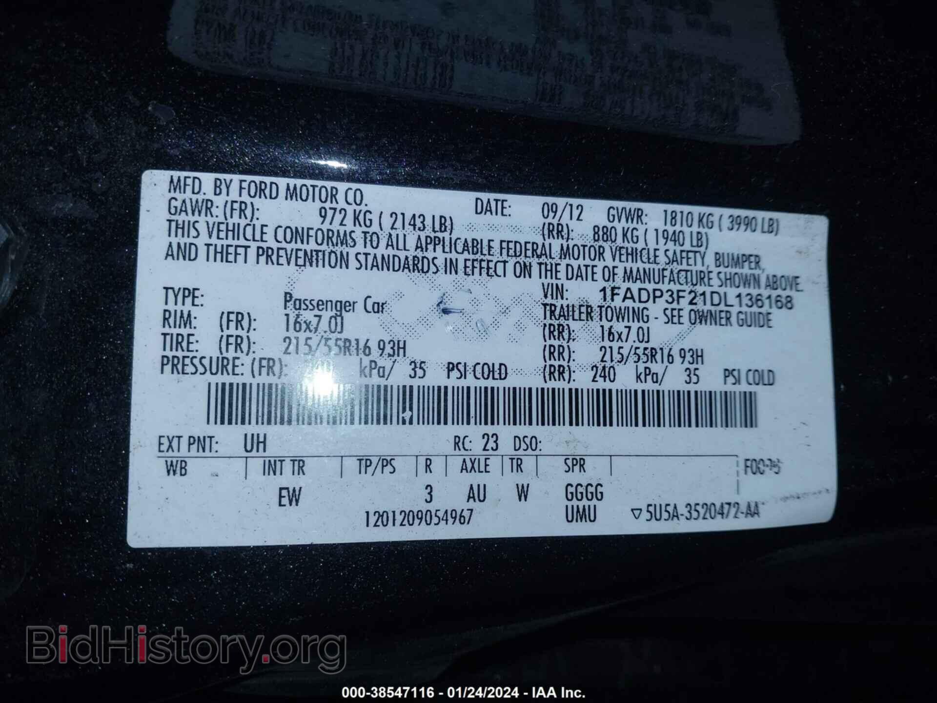 2013 FORD FOCUS - VIN: 1FADP3F21DL136168 - Фото 9