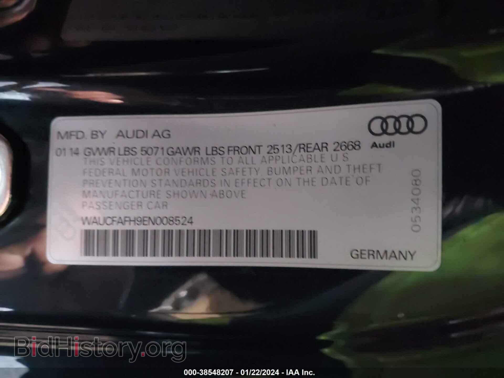 2014 AUDI A5 - VIN: WAUCFAFH9EN008524 - Фото 9