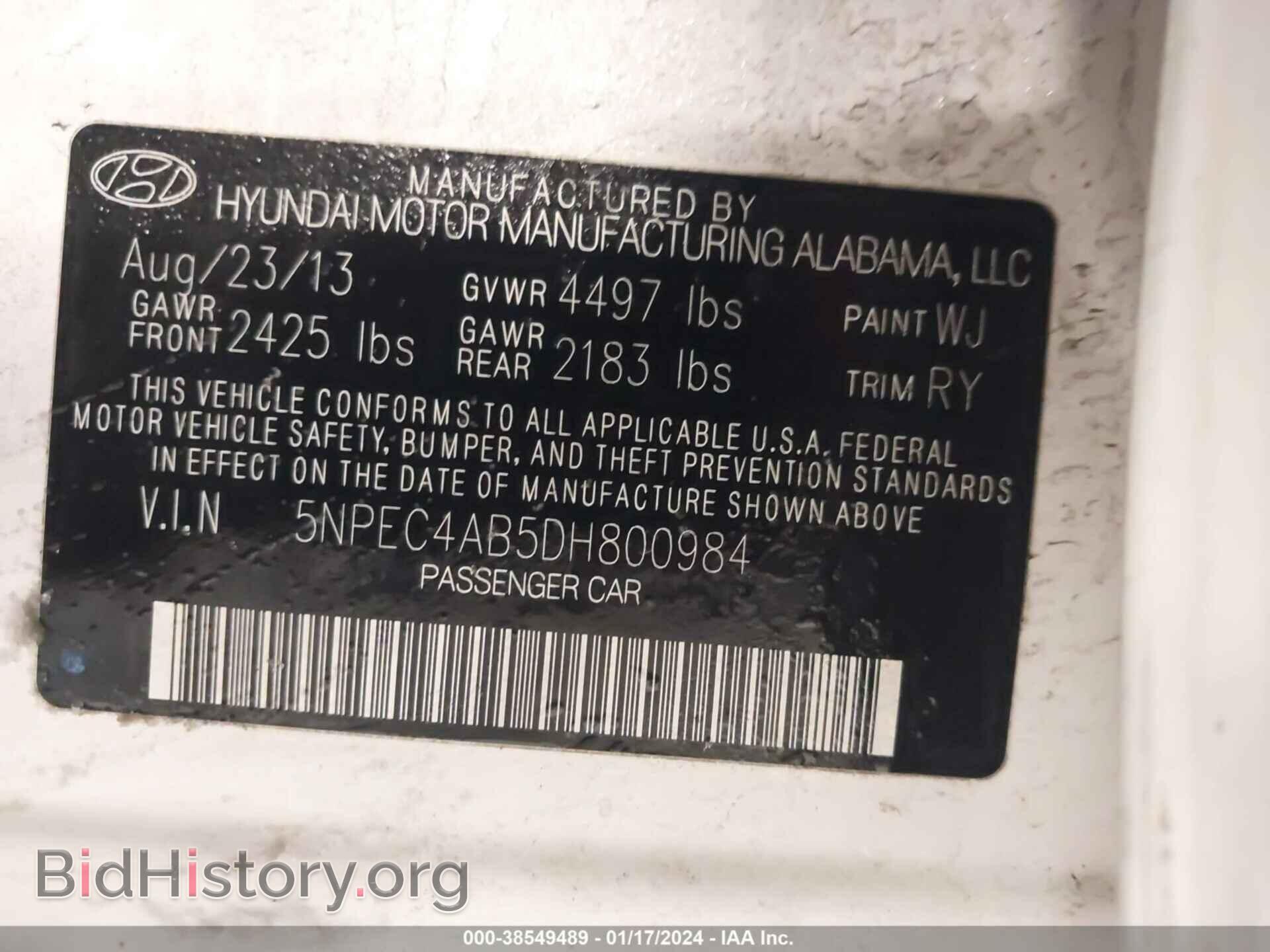 2013 HYUNDAI SONATA - VIN: 5NPEC4AB5DH800984 - Photo 9