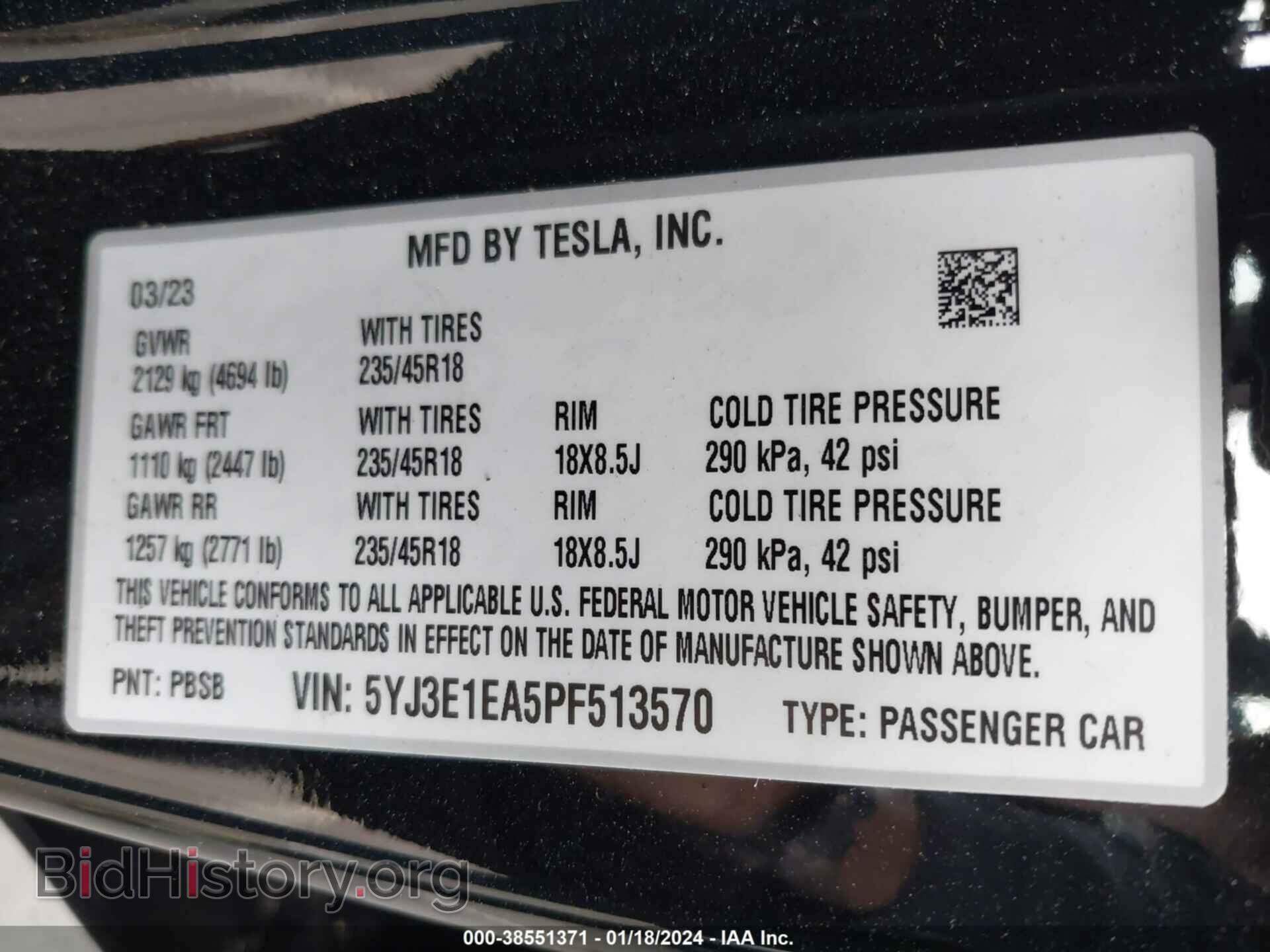 2023 TESLA MODEL 3 - VIN: 5YJ3E1EA5PF513570 - Фото 9