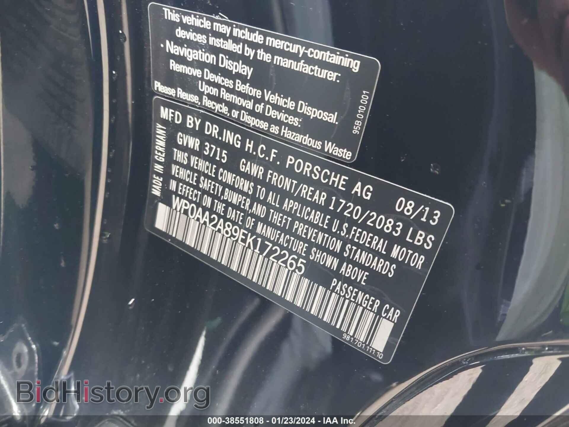 2014 PORSCHE CAYMAN - VIN: WP0AA2A89EK172265 - Фото 9
