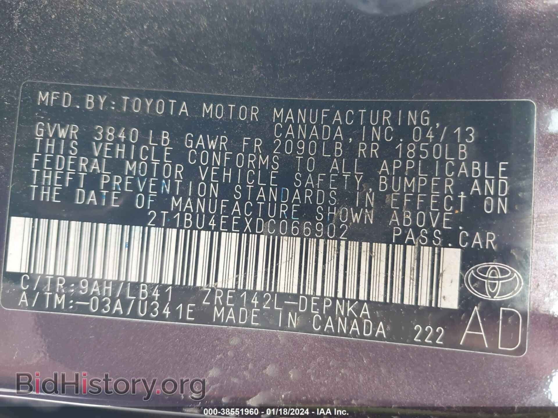 2013 TOYOTA COROLLA - VIN: 2T1BU4EEXDC066902 - Фото 9