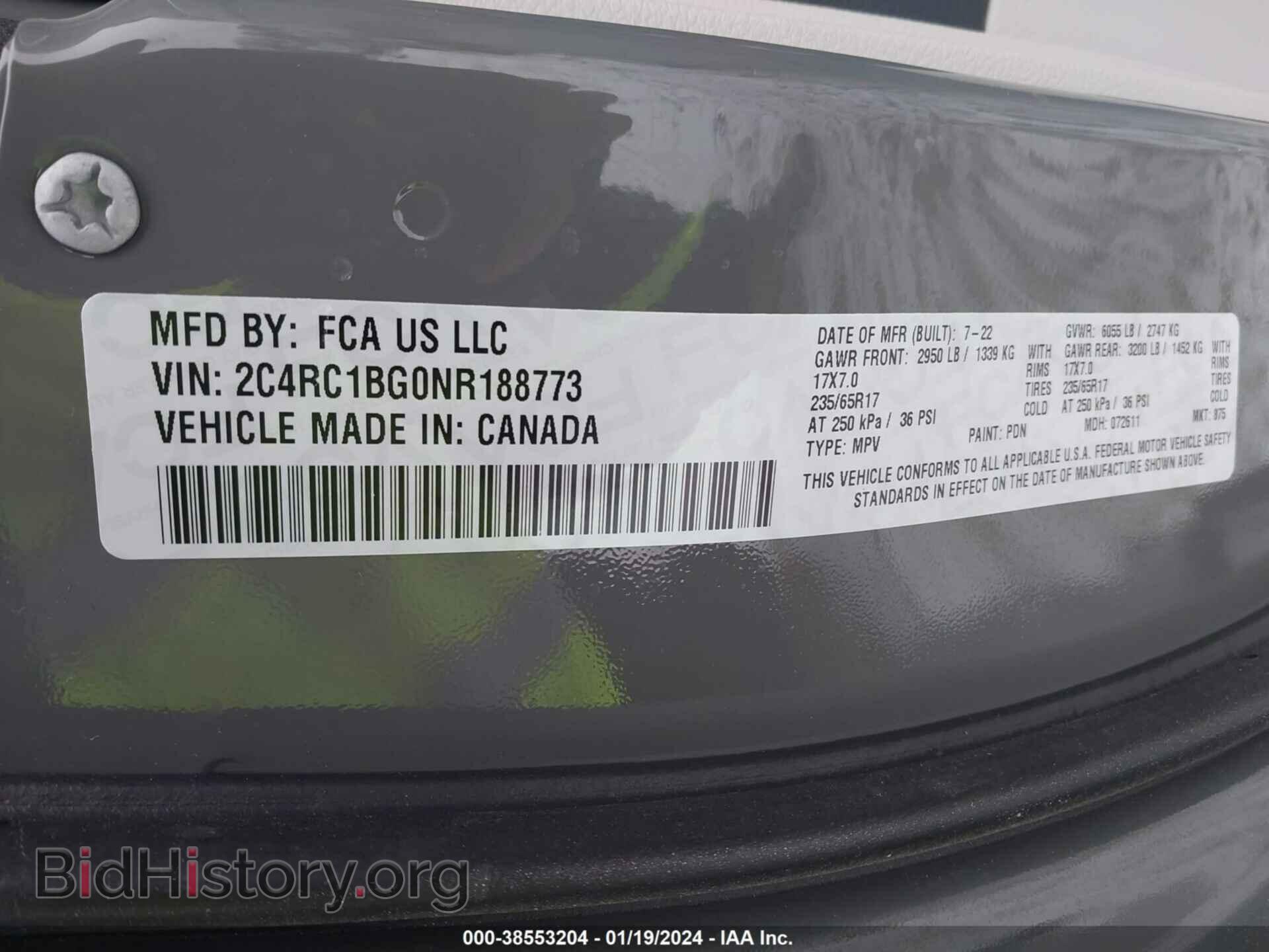 2022 CHRYSLER PACIFICA - VIN: 2C4RC1BG0NR188773 - Photo 9
