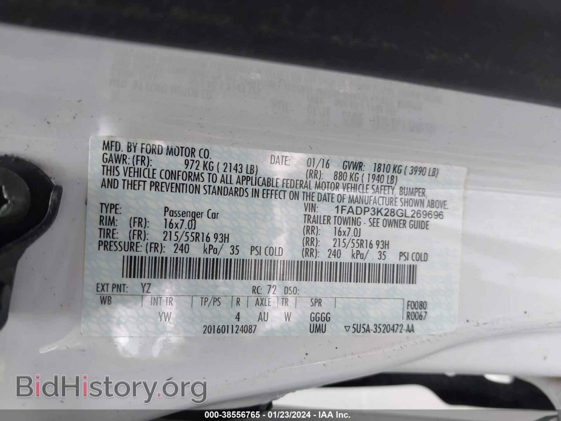 2016 FORD FOCUS - VIN: 1FADP3K28GL269696 - Фото 9