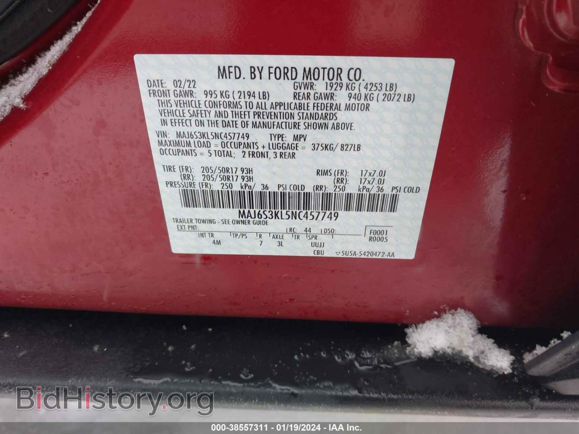 2022 FORD ECOSPORT - VIN: MAJ6S3KL5NC457749 - Photo 9