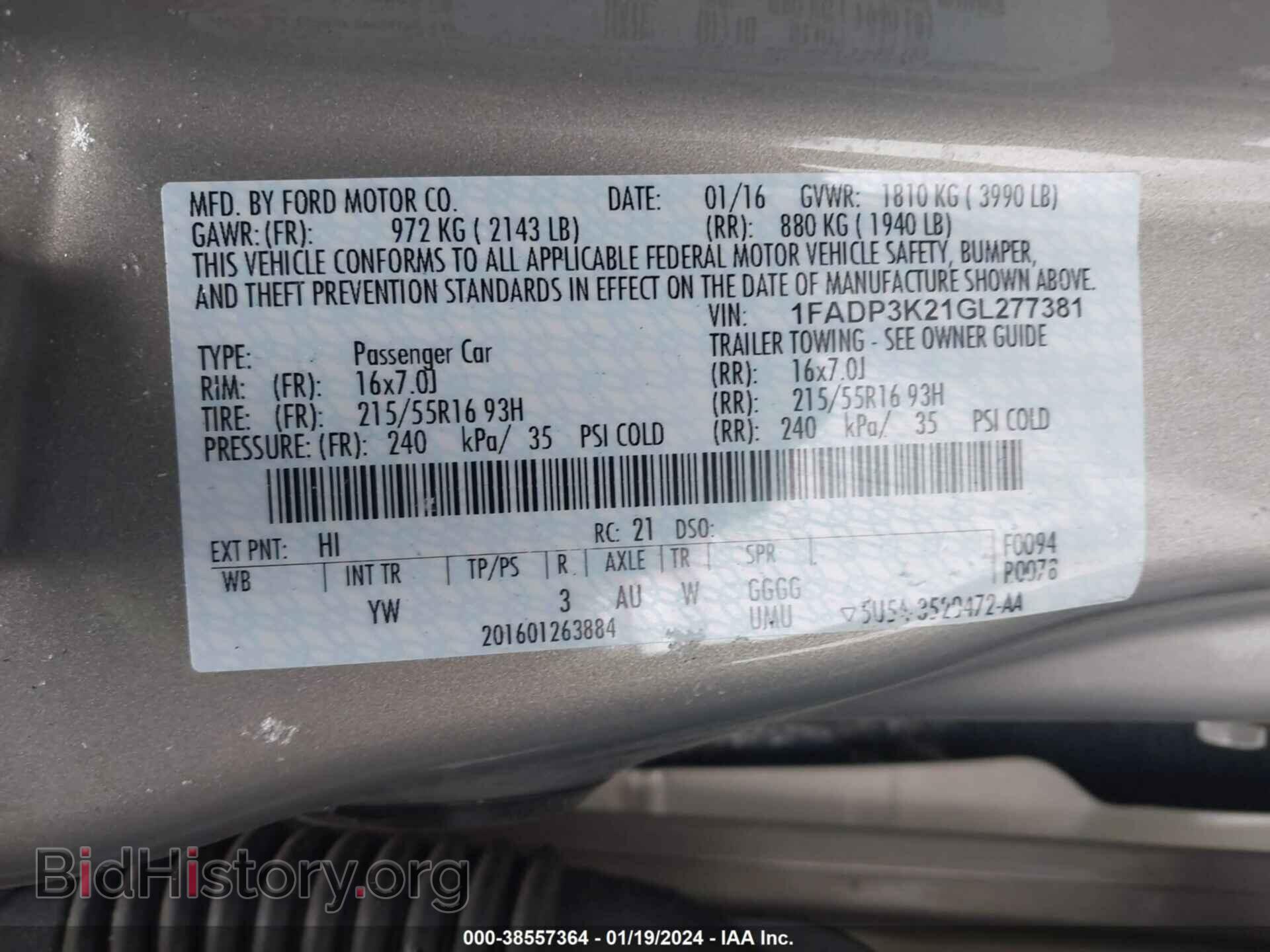 2016 FORD FOCUS - VIN: 1FADP3K21GL277381 - Фото 9