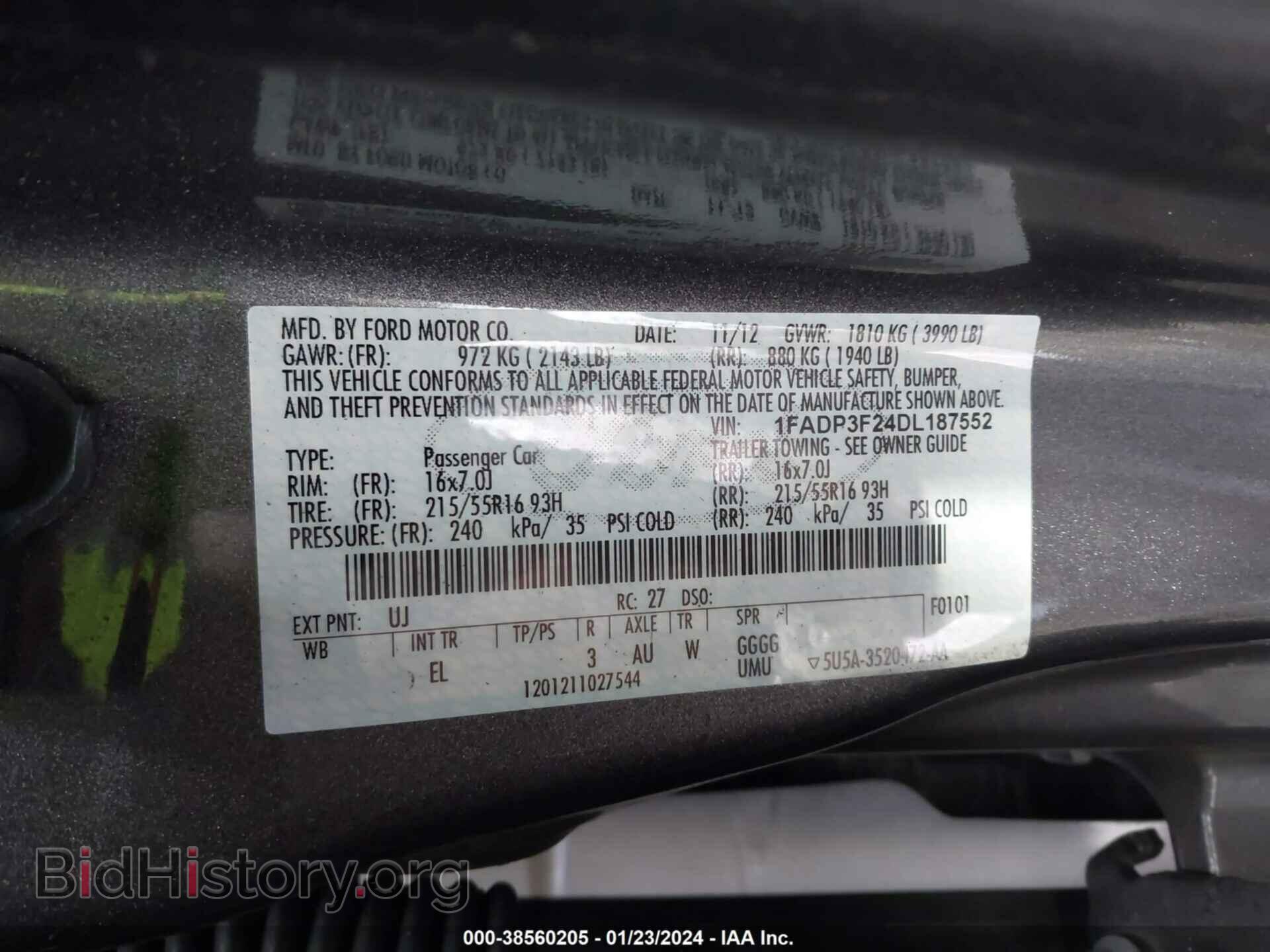 2013 FORD FOCUS - VIN: 1FADP3F24DL187552 - Фото 9
