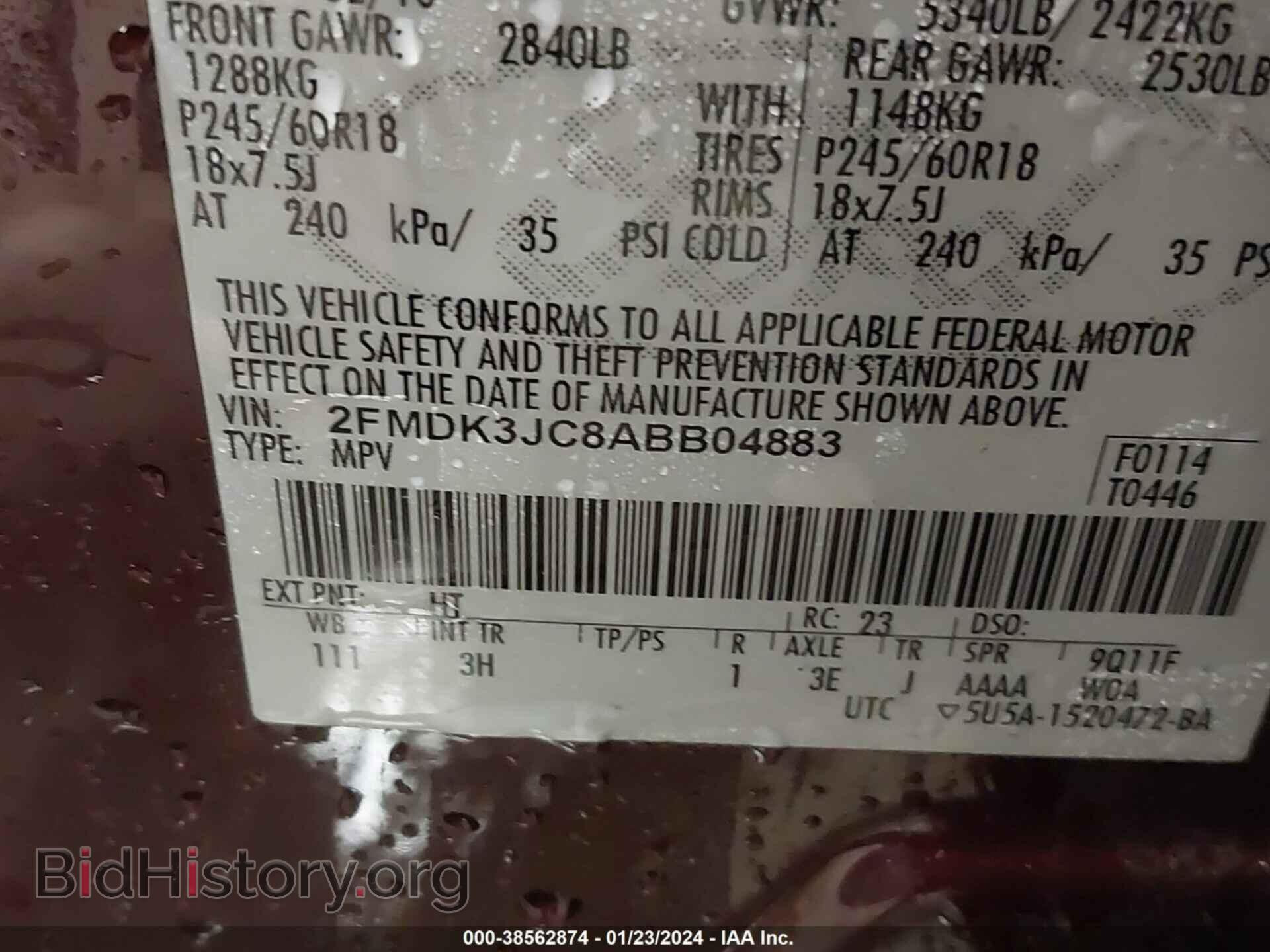 2010 FORD EDGE - VIN: 2FMDK3JC8ABB04883 - Фото 9