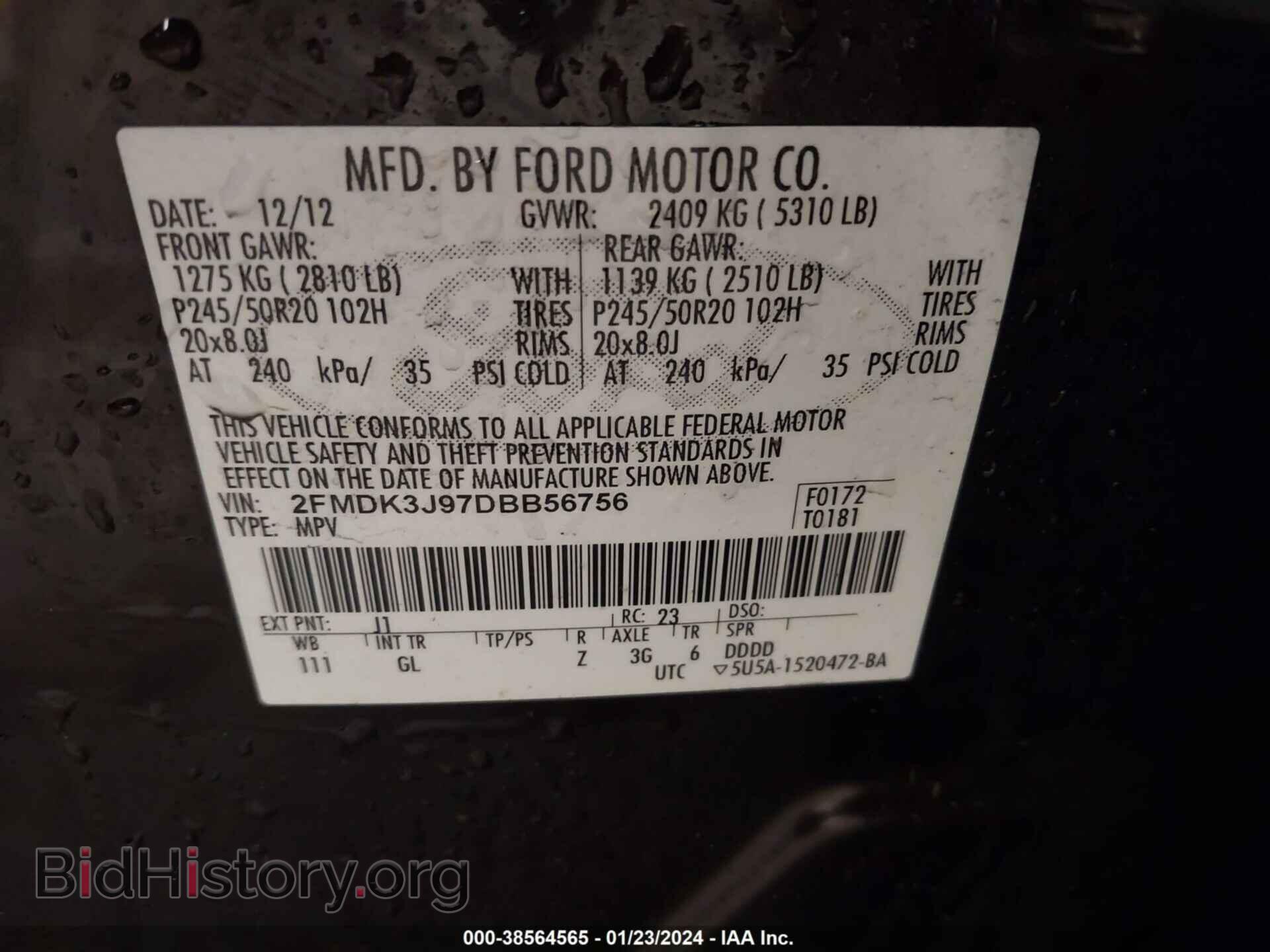 2013 FORD EDGE - VIN: 2FMDK3J97DBB56756 - Фото 9