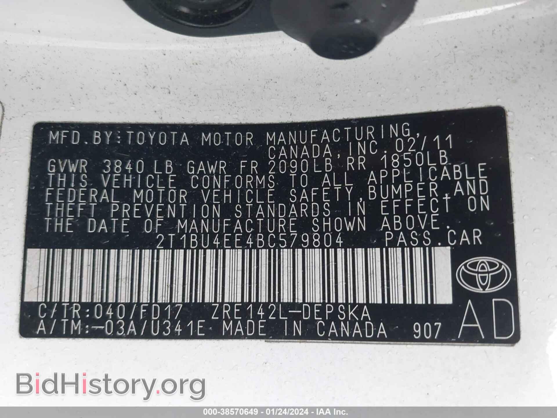 2011 TOYOTA COROLLA - VIN: 2T1BU4EE4BC579804 - Фото 9
