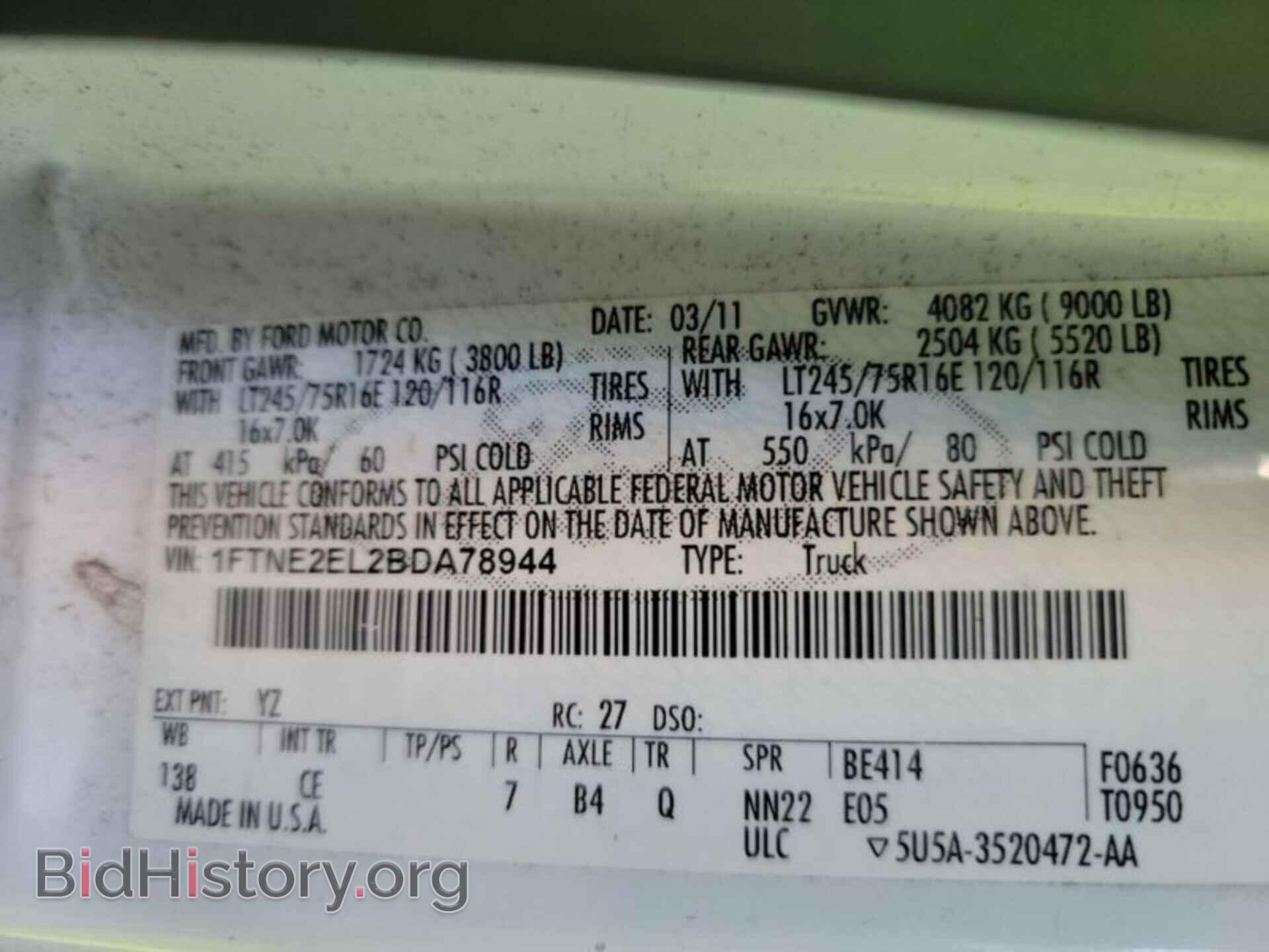 Photo 1FTNE2EL2BDA78944 - FORD E-250 2011