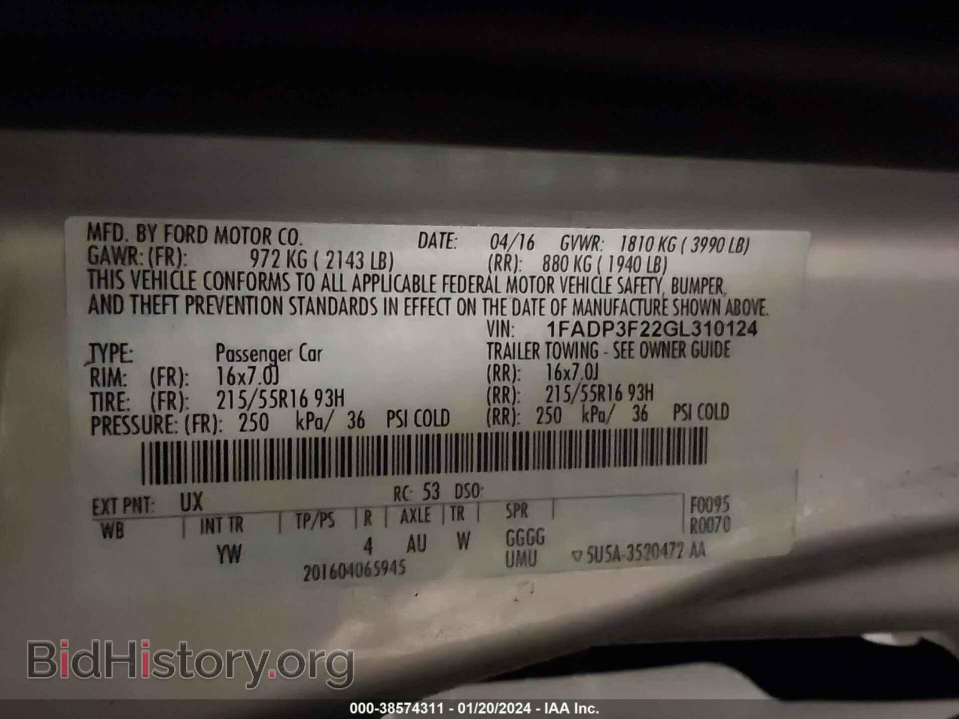2016 FORD FOCUS - VIN: 1FADP3F22GL310124 - Фото 9