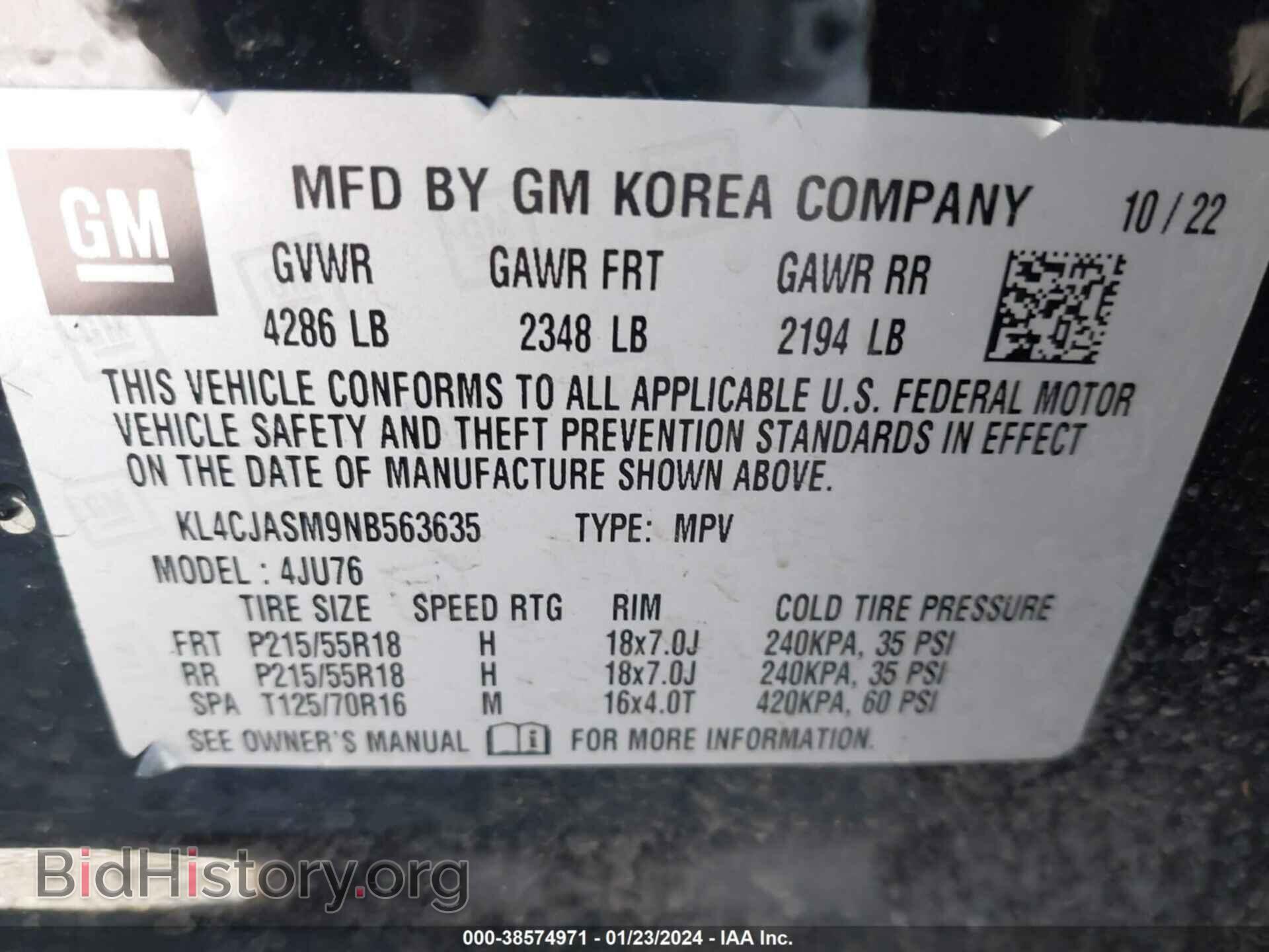 2022 BUICK ENCORE - VIN: KL4CJASM9NB563635 - Фото 9