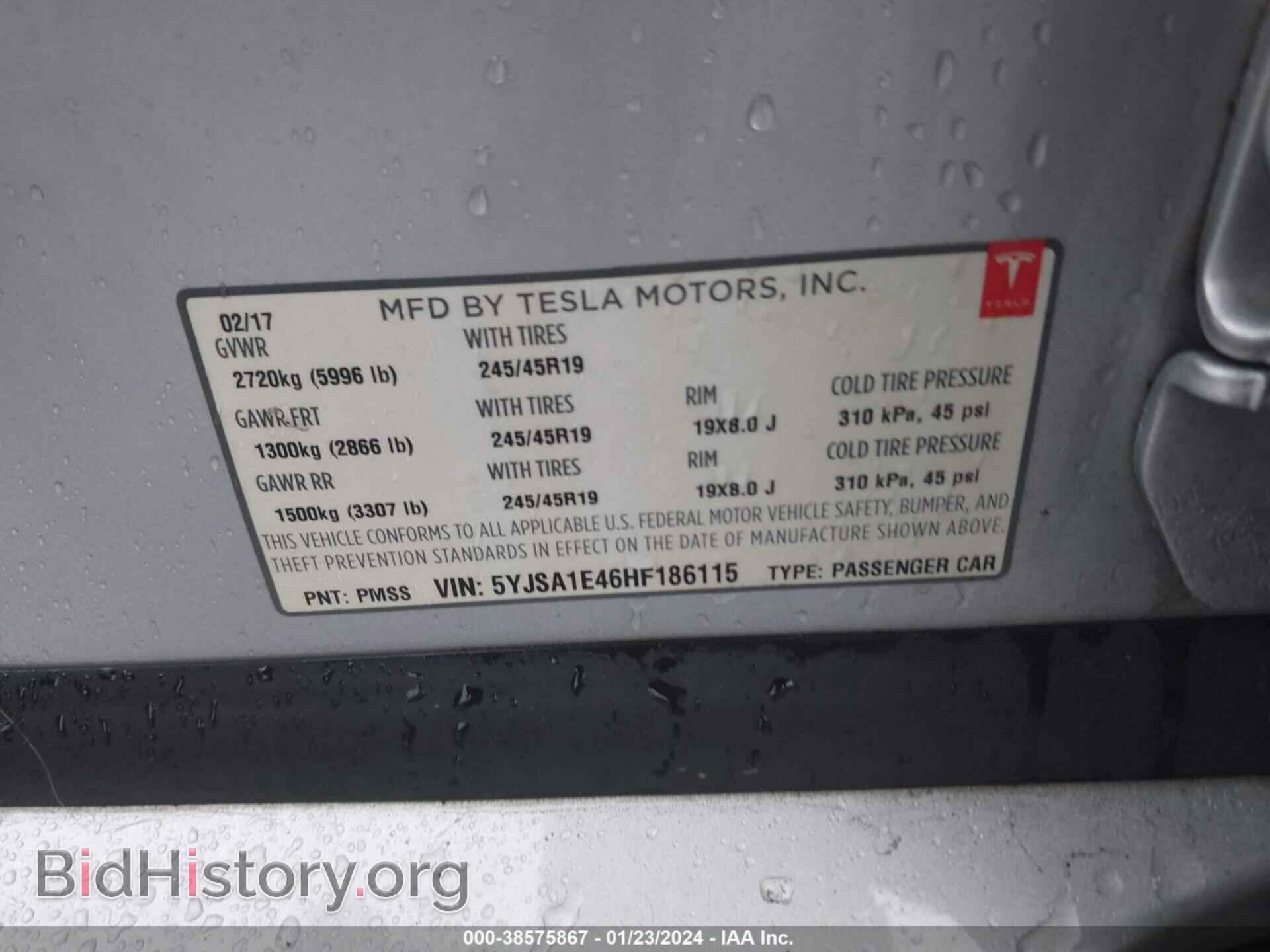 2017 TESLA MODEL S - VIN: 5YJSA1E46HF186115 - Photo 9