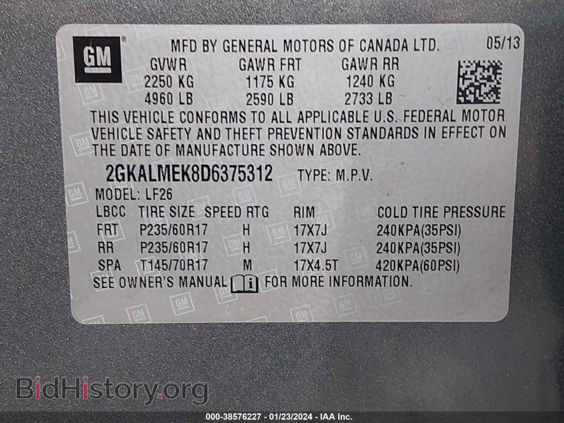2013 GMC TERRAIN - VIN: 2GKALMEK8D6375312 - Photo 9