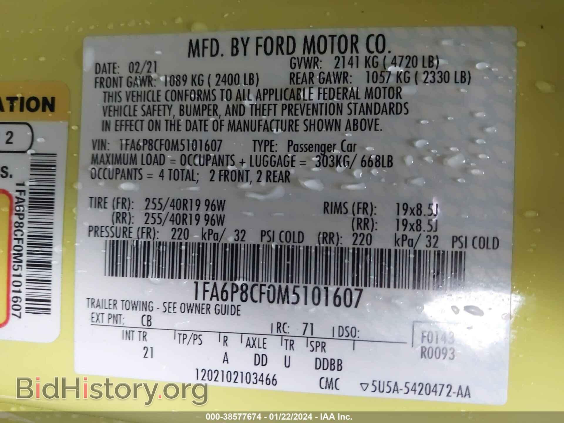 2021 FORD MUSTANG - VIN: 1FA6P8CF0M5101607 - Photo 9