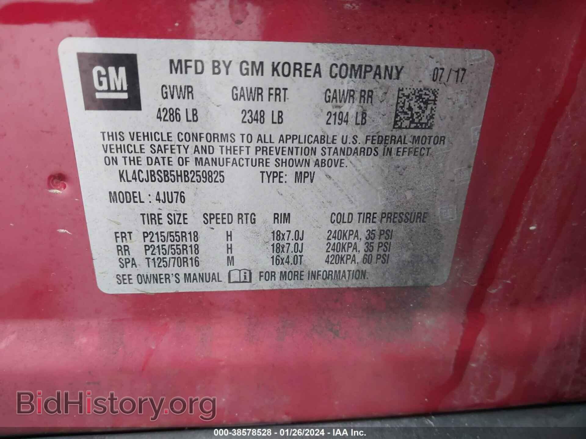 2017 BUICK ENCORE - VIN: KL4CJBSB5HB259825 - Photo 9
