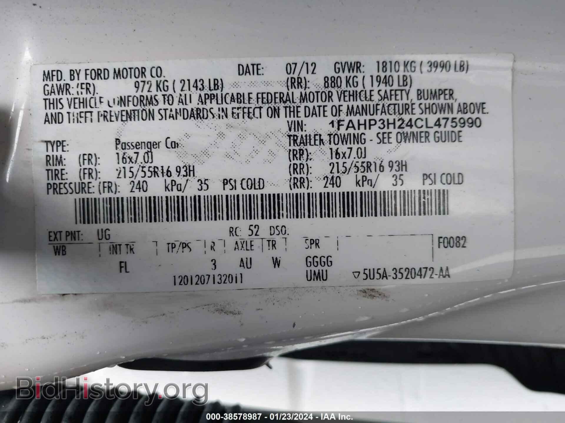 2012 FORD FOCUS - VIN: 1FAHP3H24CL475990 - Photo 9