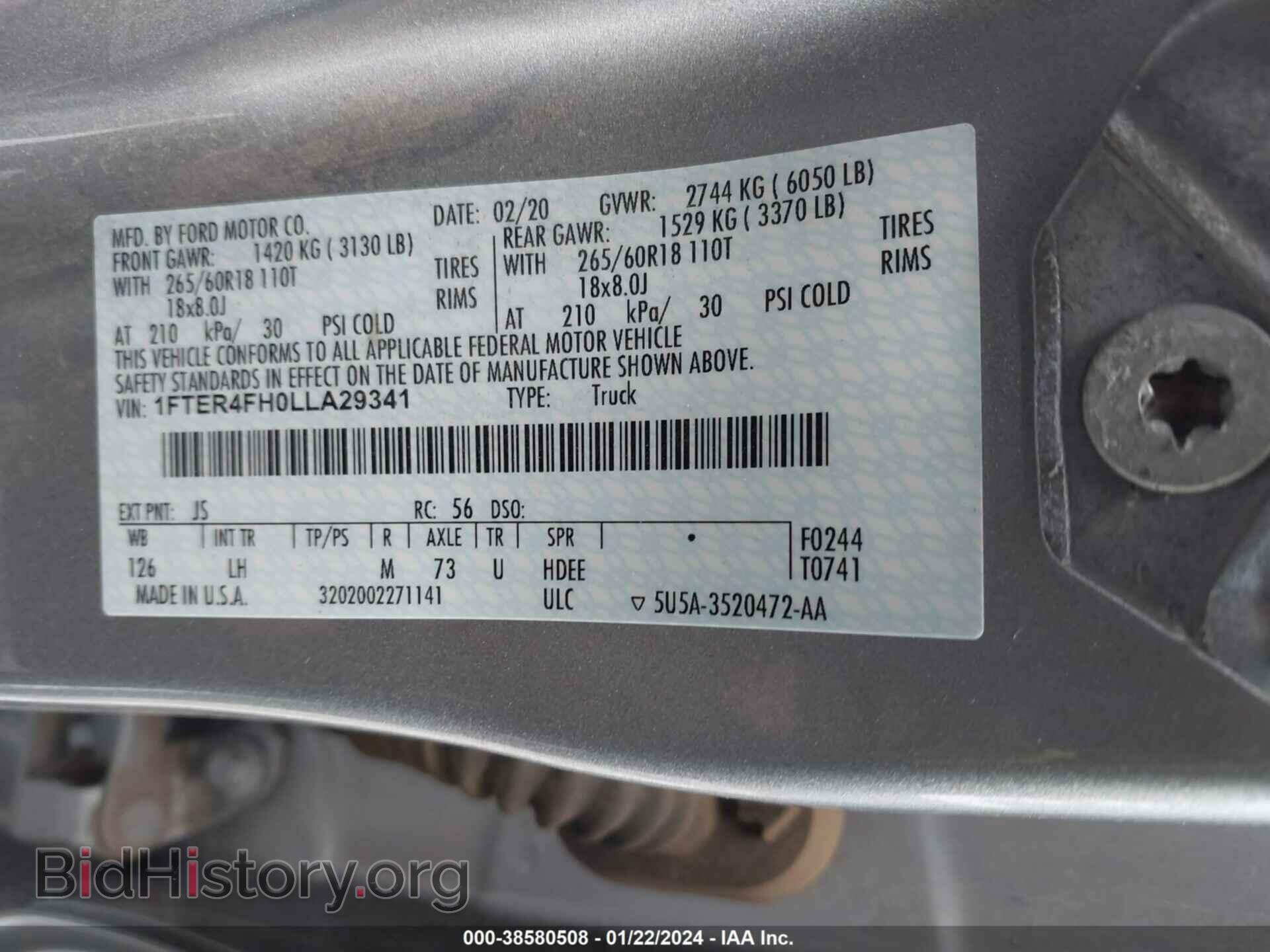 2020 FORD RANGER - VIN: 1FTER4FH0LLA29341 - Фото 9