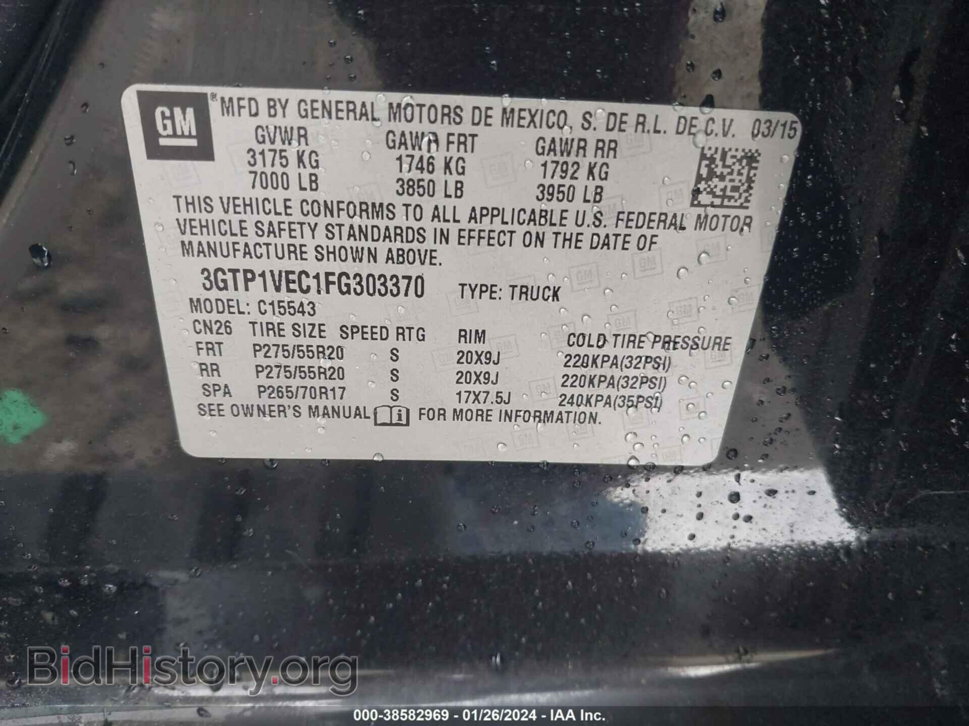 2015 GMC SIERRA 1500 - VIN: 3GTP1VEC1FG303370 - Photo 9