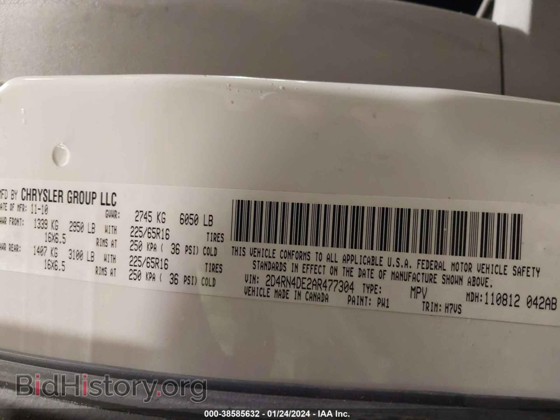 2010 DODGE GRAND CARAVAN - VIN: 2D4RN4DE2AR477304 - Фото 9