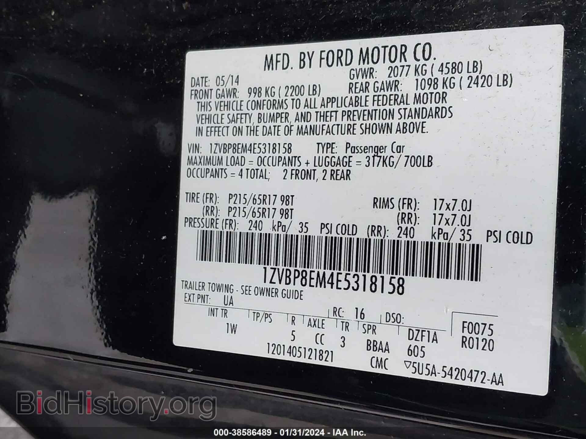 2014 FORD MUSTANG - VIN: 1ZVBP8EM4E5318158 - Фото 9