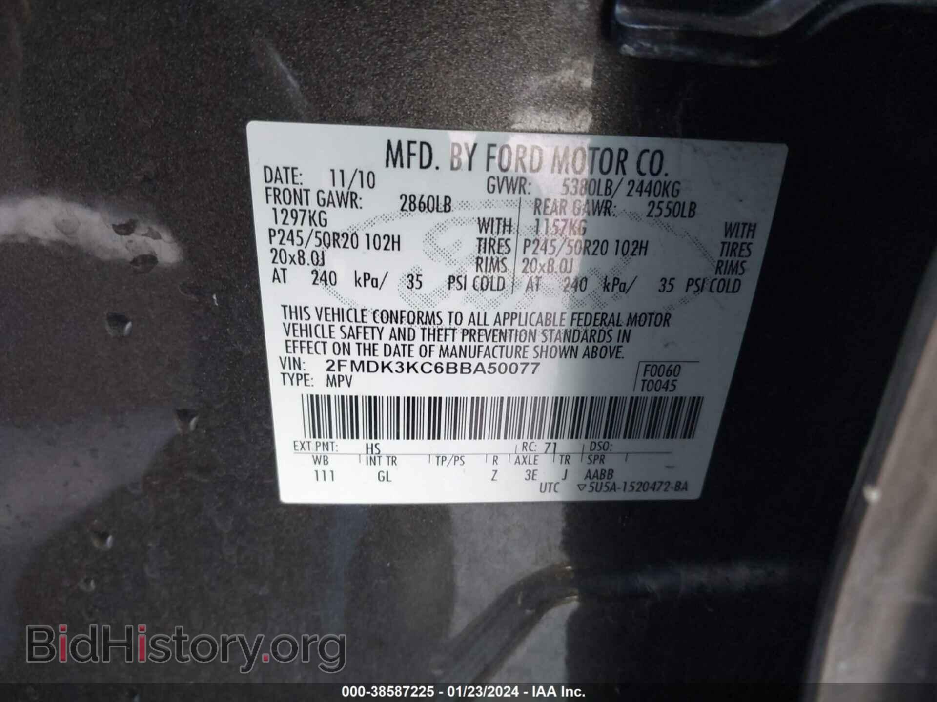 2011 FORD EDGE - VIN: 2FMDK3KC6BBA50077 - Photo 9