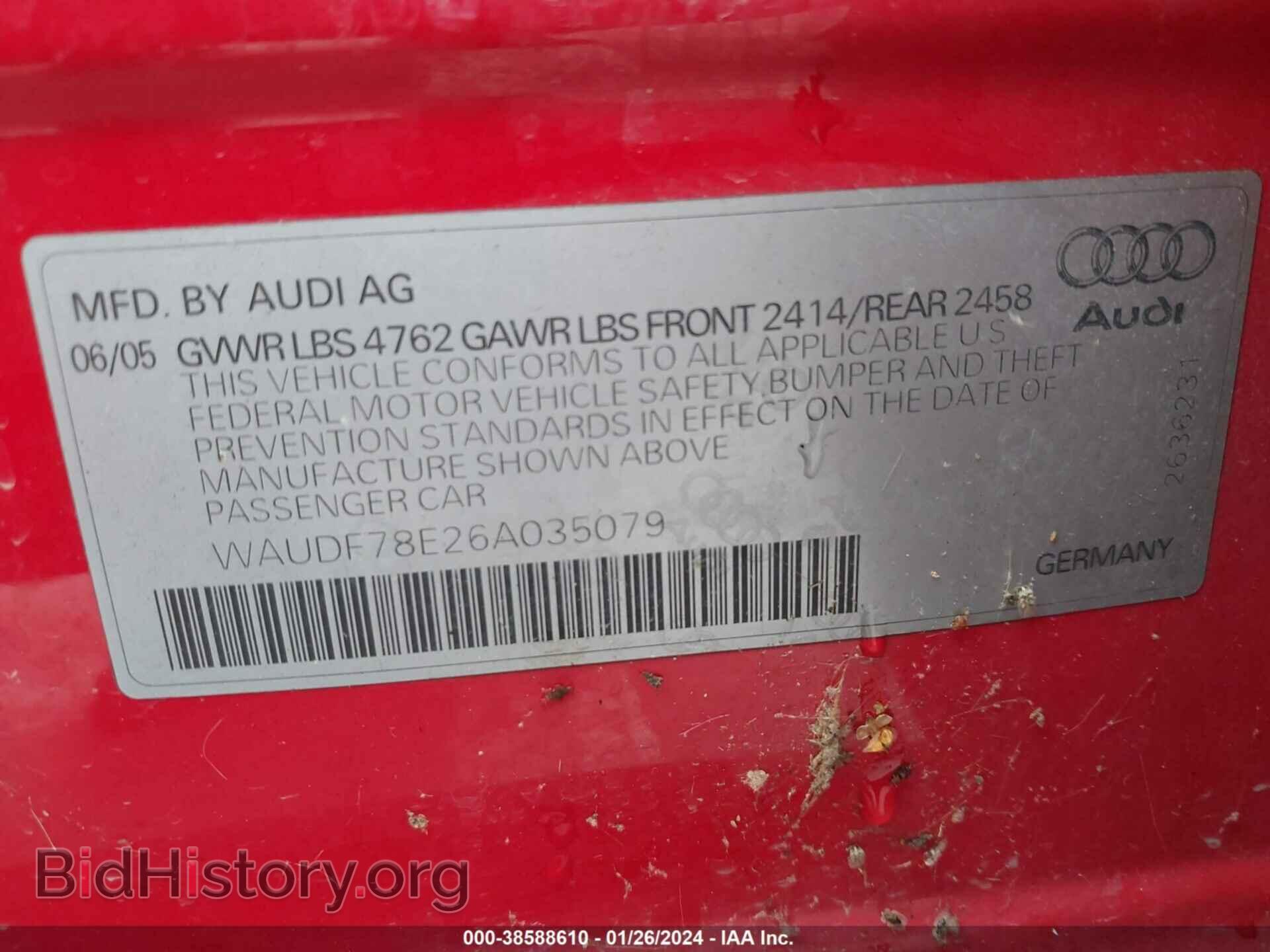 2006 AUDI A4 - VIN: WAUDF78E26A035079 - Photo 9