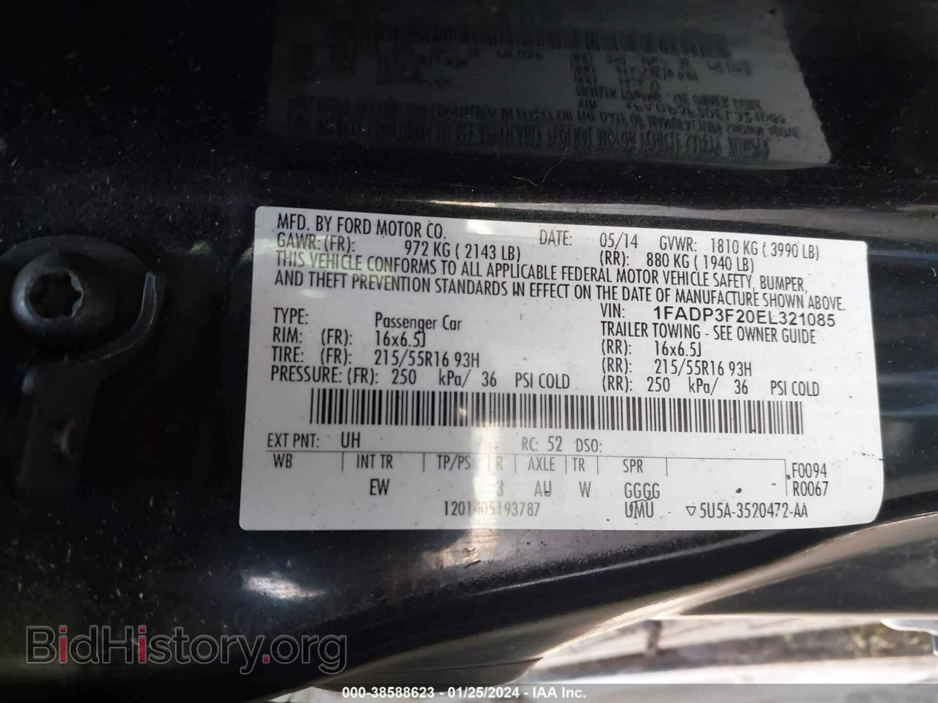 2014 FORD FOCUS - VIN: 1FADP3F20EL321085 - Фото 9