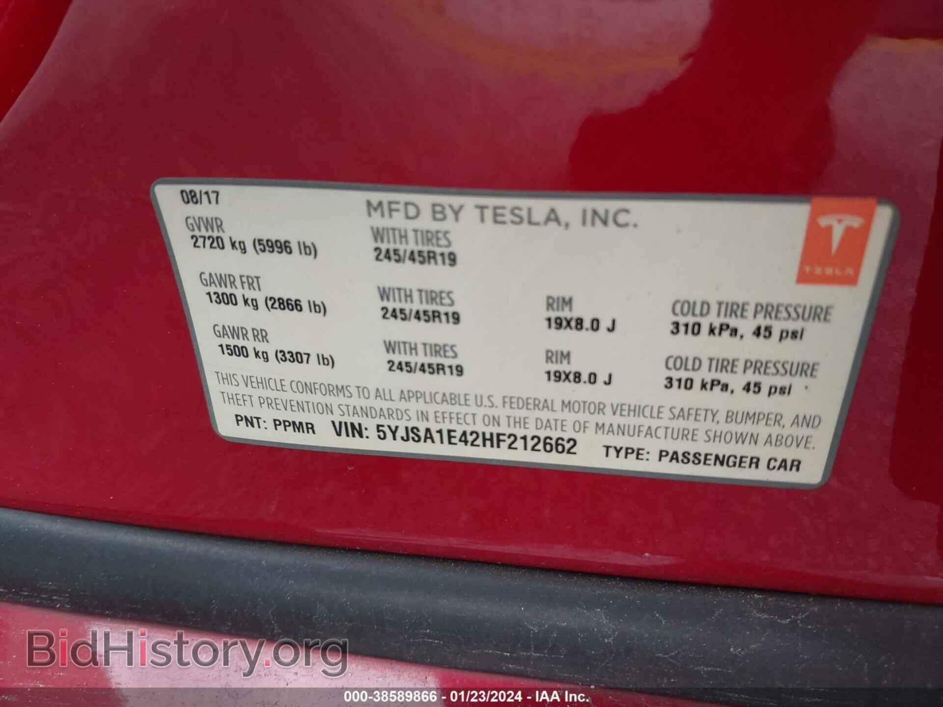 2017 TESLA MODEL S - VIN: 5YJSA1E42HF212662 - Photo 9
