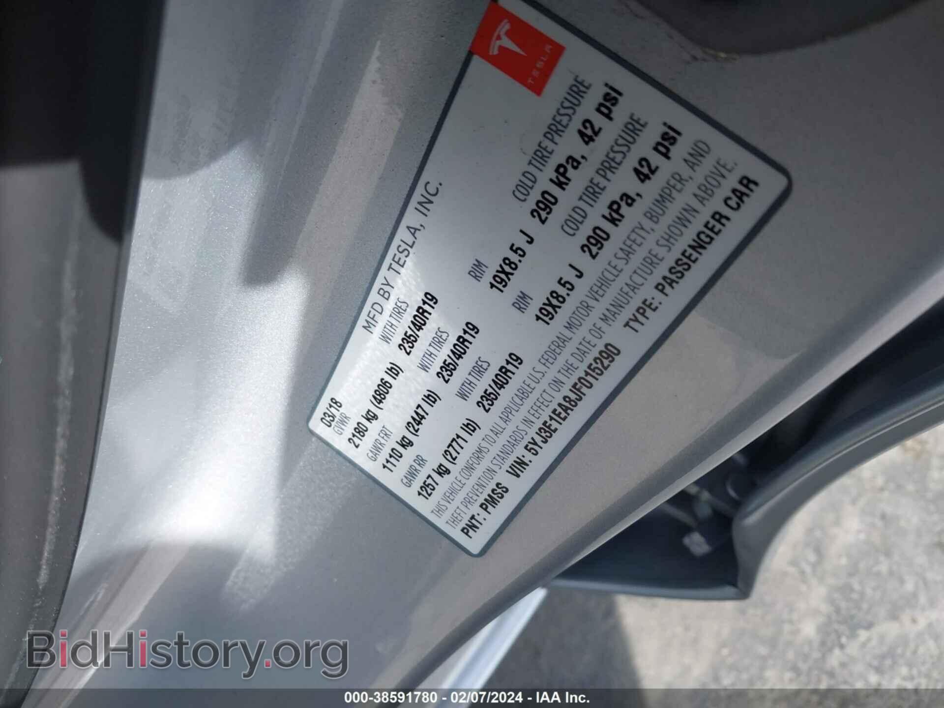 2018 TESLA MODEL 3 - VIN: 5YJ3E1EA8JF015290 - Фото 9