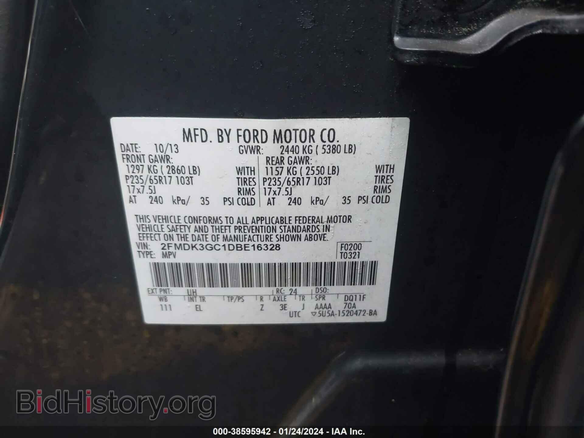 2013 FORD EDGE - VIN: 2FMDK3GC1DBE16328 - Фото 9