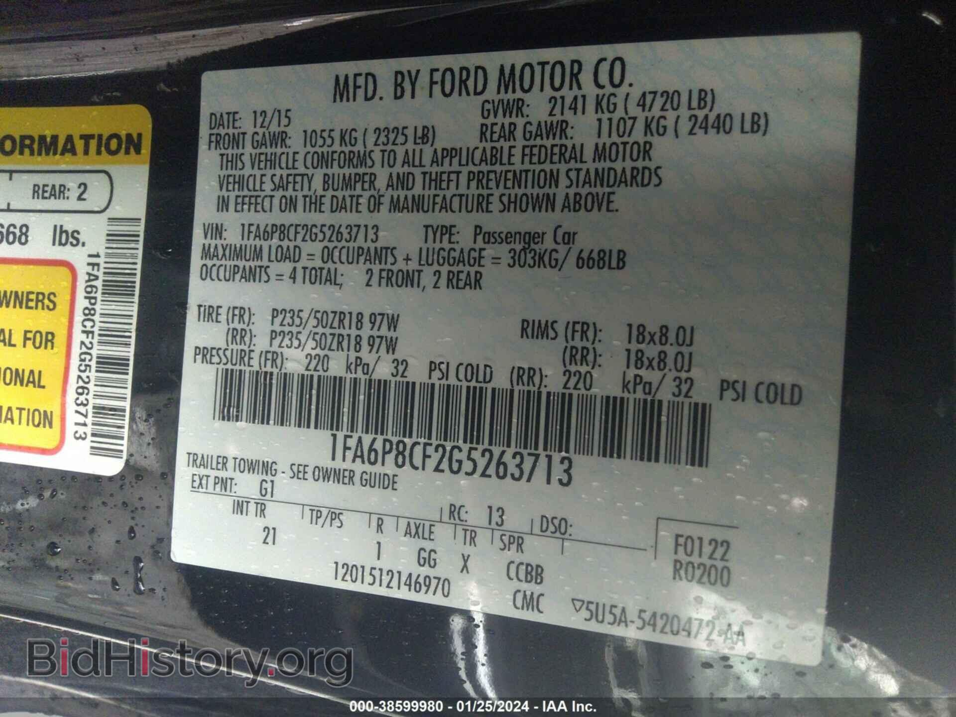 2016 FORD MUSTANG - VIN: 1FA6P8CF2G5263713 - Photo 9