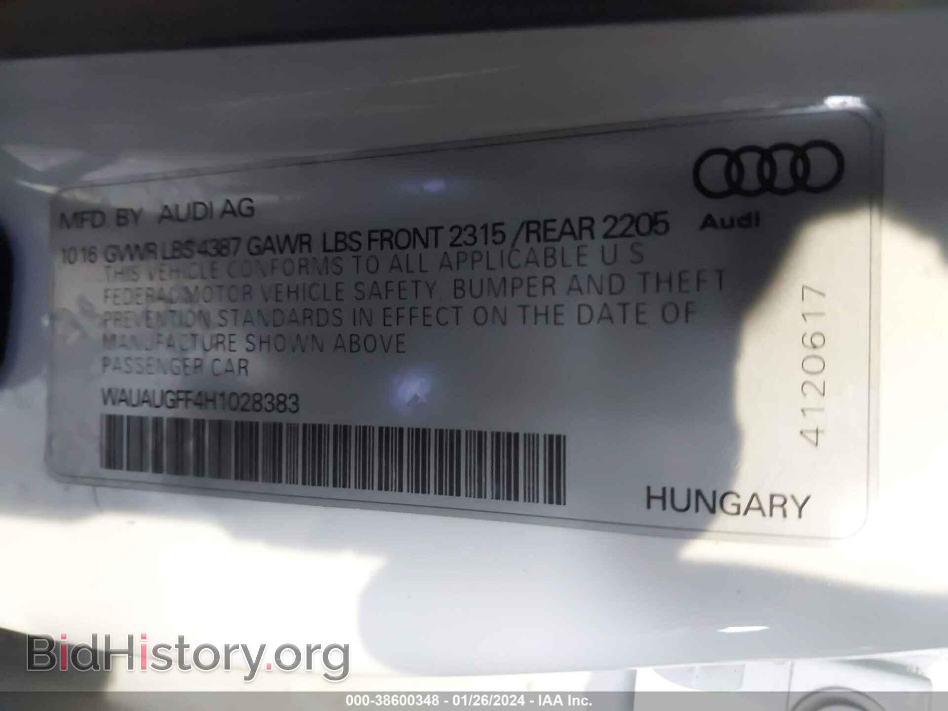 2017 AUDI A3 - VIN: WAUAUGFF4H1028383 - Фото 9