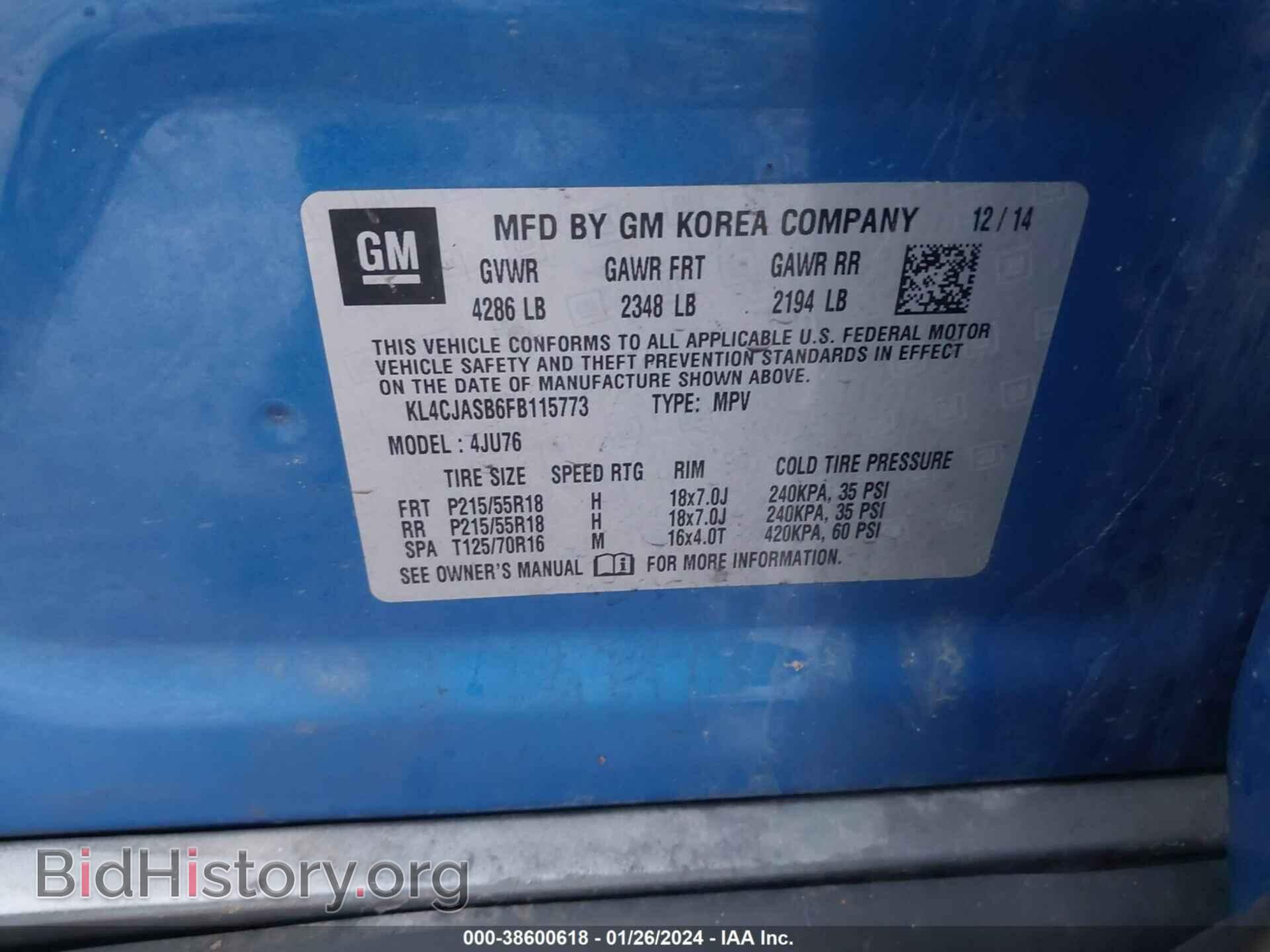 2015 BUICK ENCORE - VIN: KL4CJASB6FB115773 - Photo 9