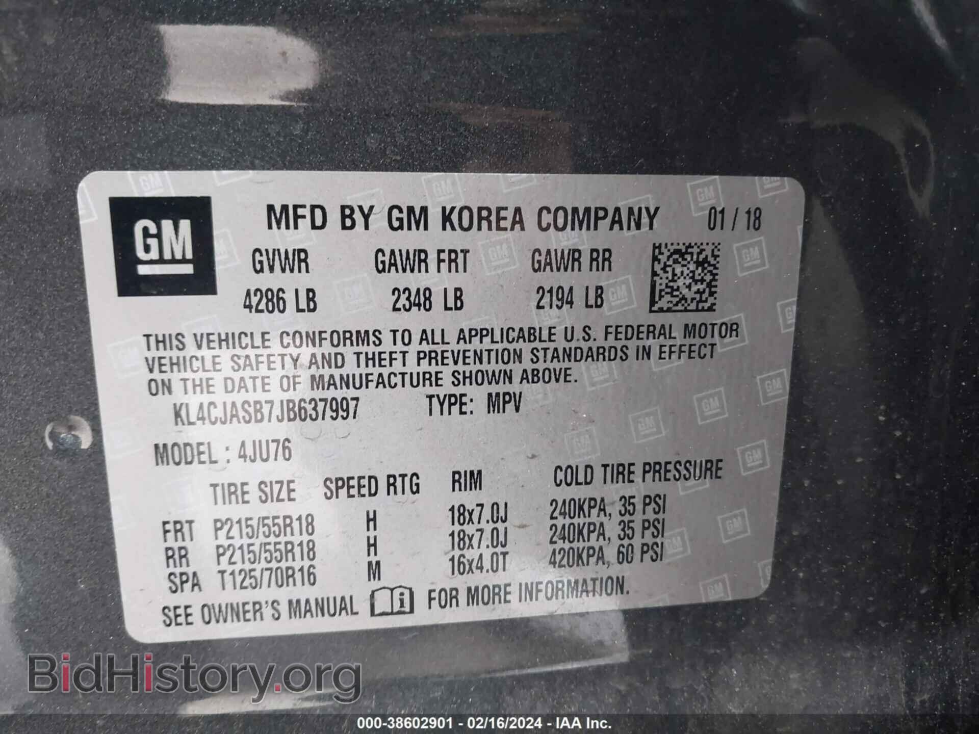 2018 BUICK ENCORE - VIN: KL4CJASB7JB637997 - Photo 9