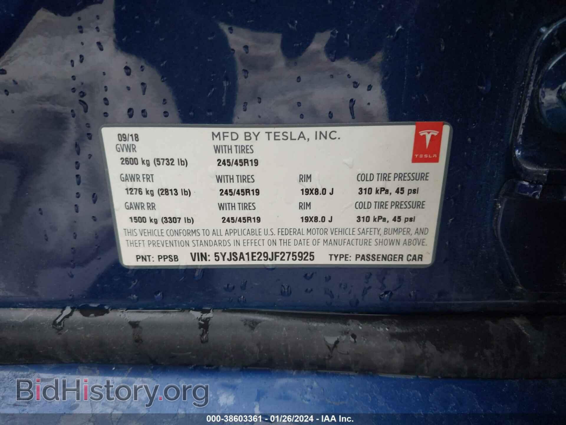 2018 TESLA MODEL S - VIN: 5YJSA1E29JF275925 - Photo 9