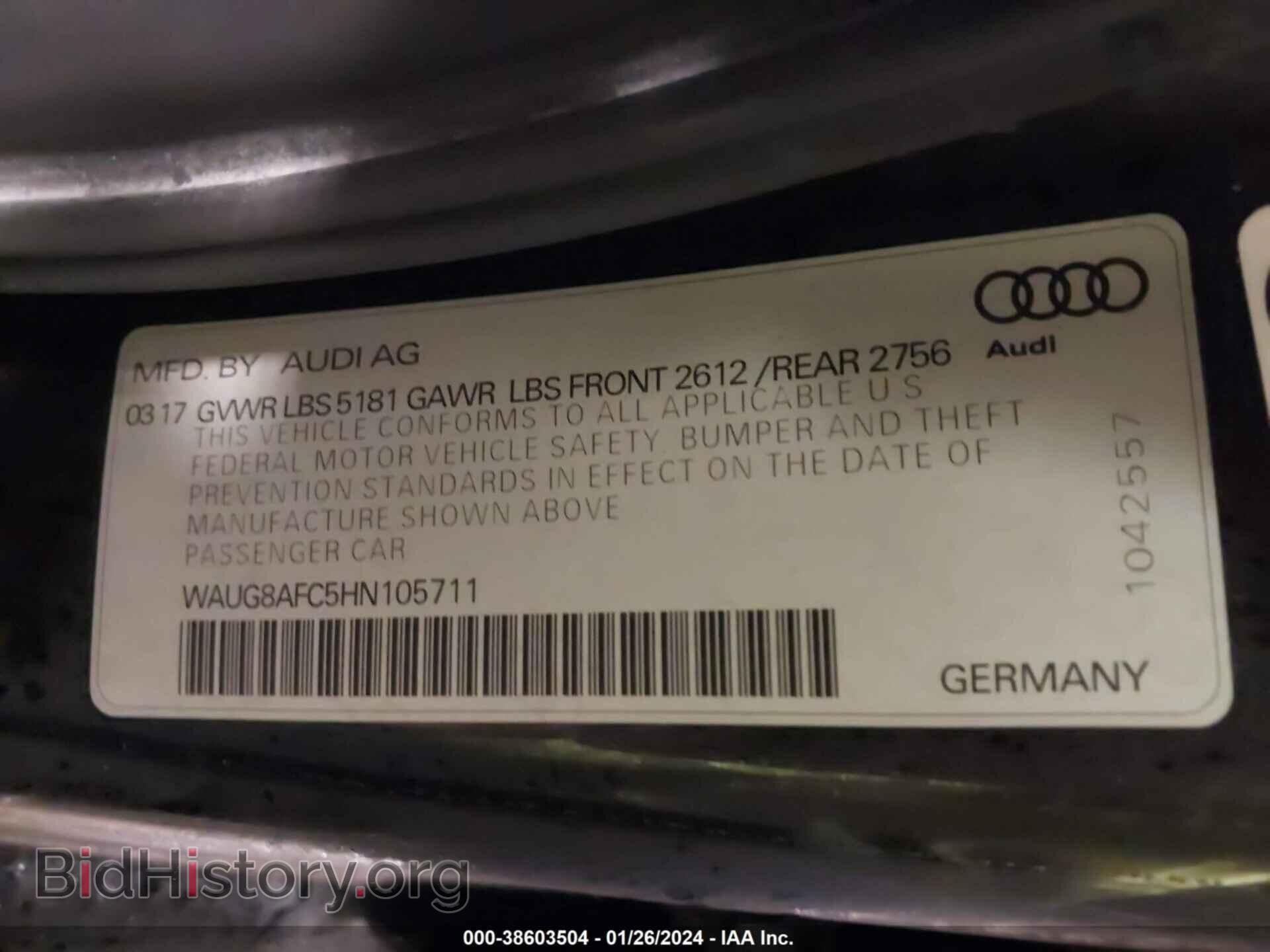 2017 AUDI A6 - VIN: WAUG8AFC5HN105711 - Фото 9