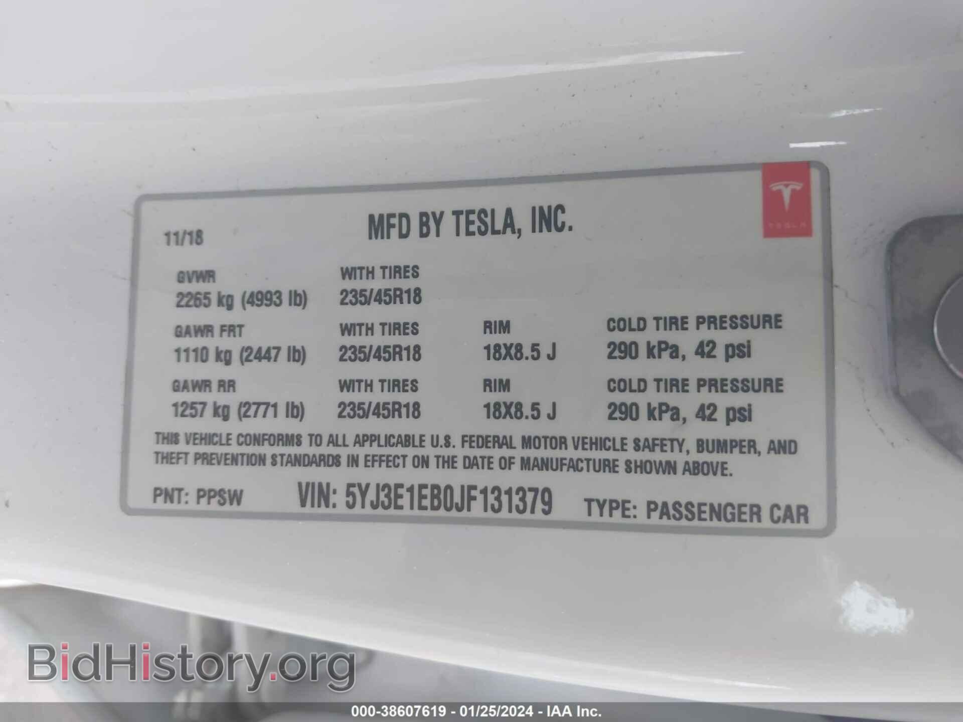 2018 TESLA MODEL 3 - VIN: 5YJ3E1EB0JF131379 - Photo 9
