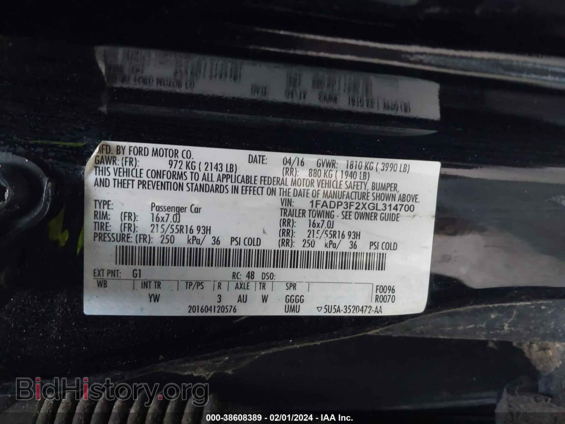 2016 FORD FOCUS - VIN: 1FADP3F2XGL314700 - Фото 9