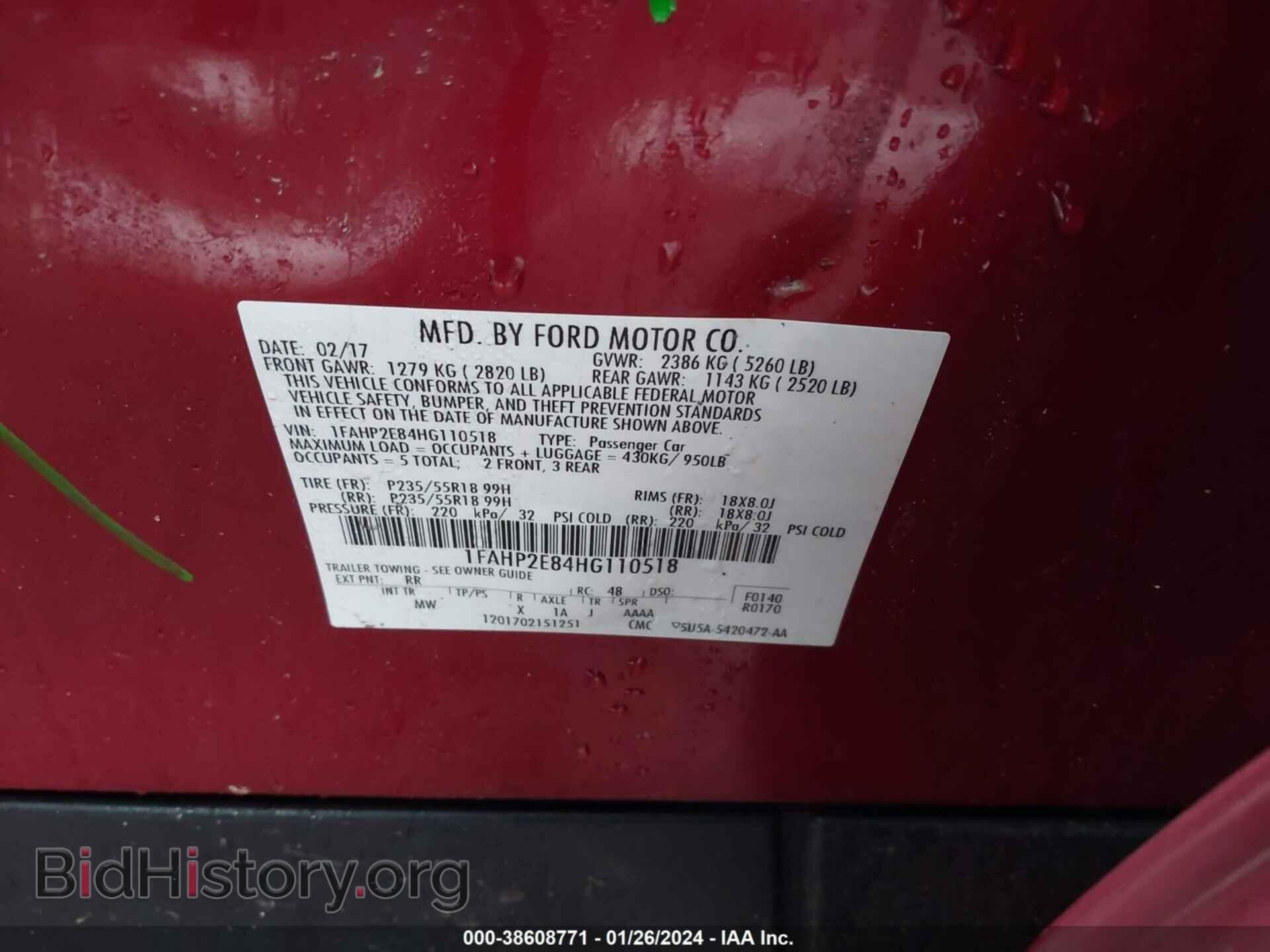 2017 FORD TAURUS - VIN: 1FAHP2E84HG110518 - Photo 9