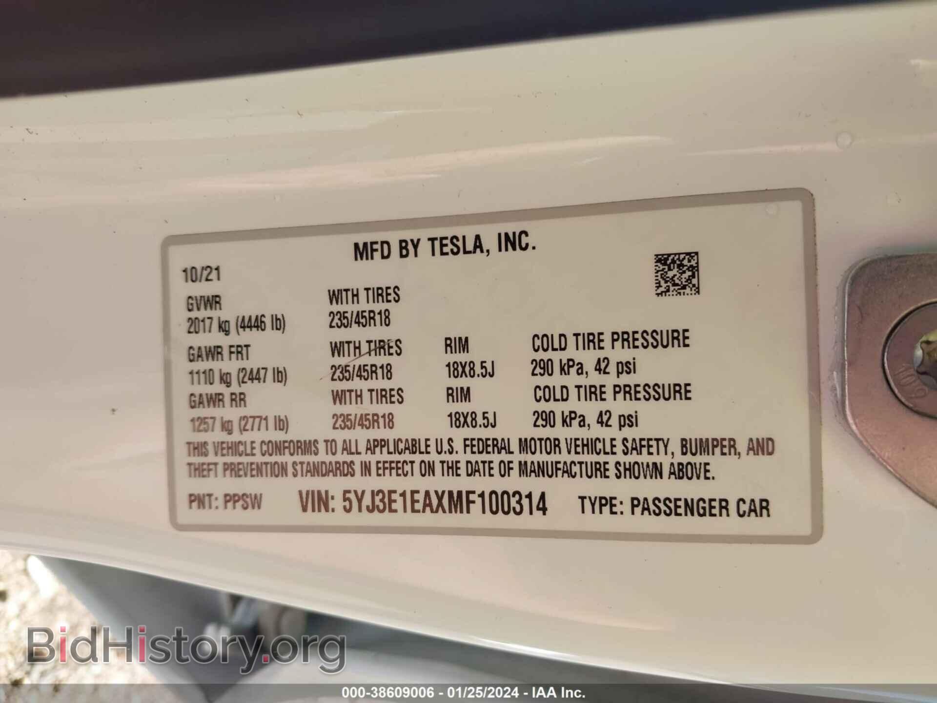 2021 TESLA MODEL 3 - VIN: 5YJ3E1EAXMF100314 - Photo 9