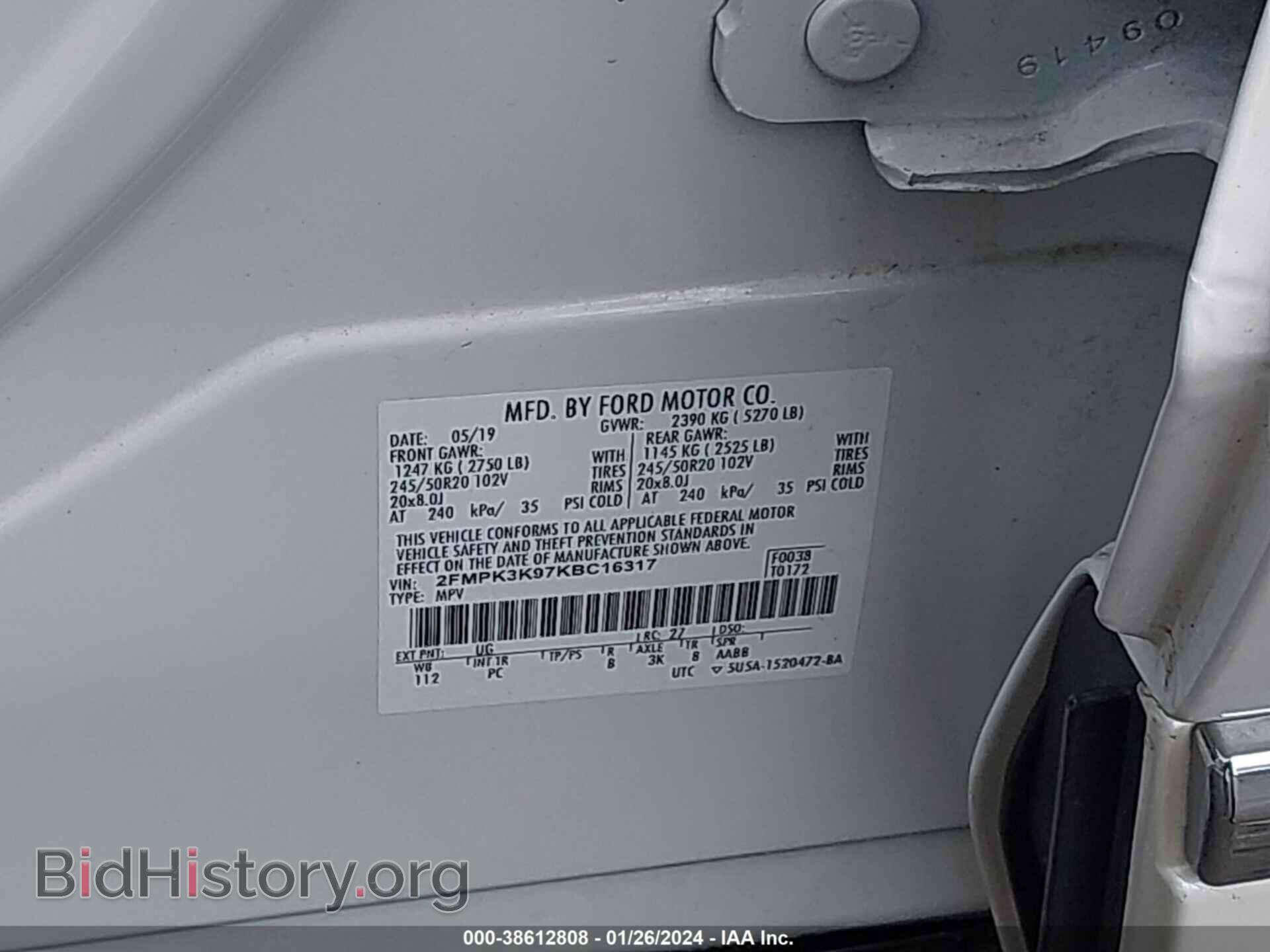 2019 FORD EDGE - VIN: 2FMPK3K97KBC16317 - Photo 9