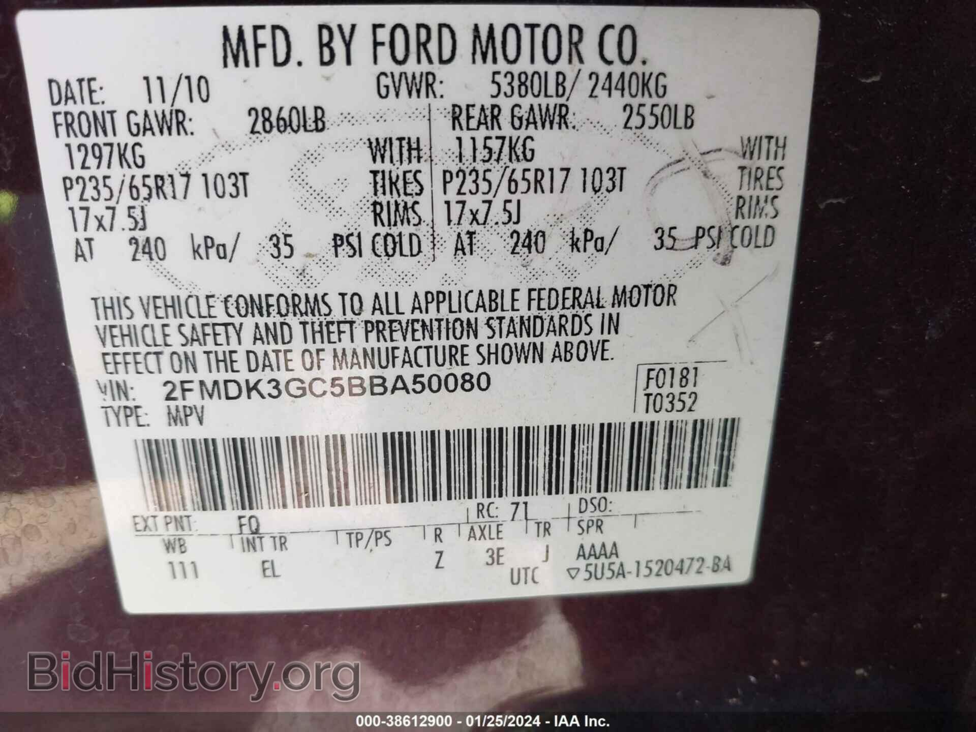 2011 FORD EDGE - VIN: 2FMDK3GC5BBA50080 - Photo 9