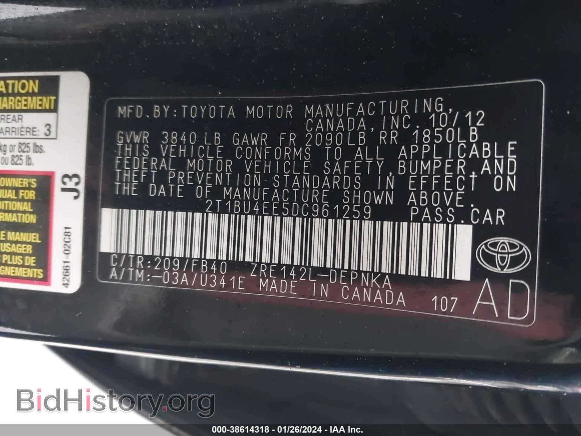 2013 TOYOTA COROLLA - VIN: 2T1BU4EE5DC961259 - Photo 9