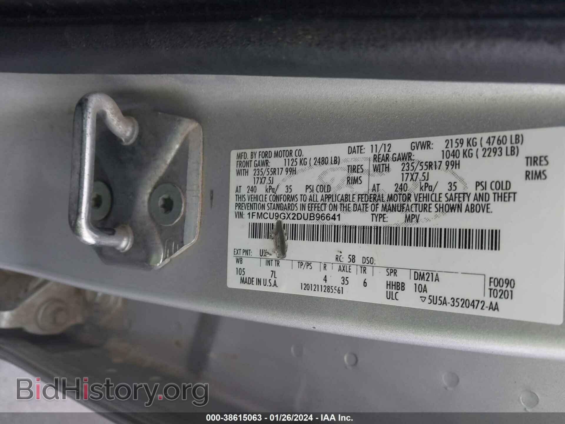 2013 FORD ESCAPE - VIN: 1FMCU9GX2DUB96641 - Фото 9