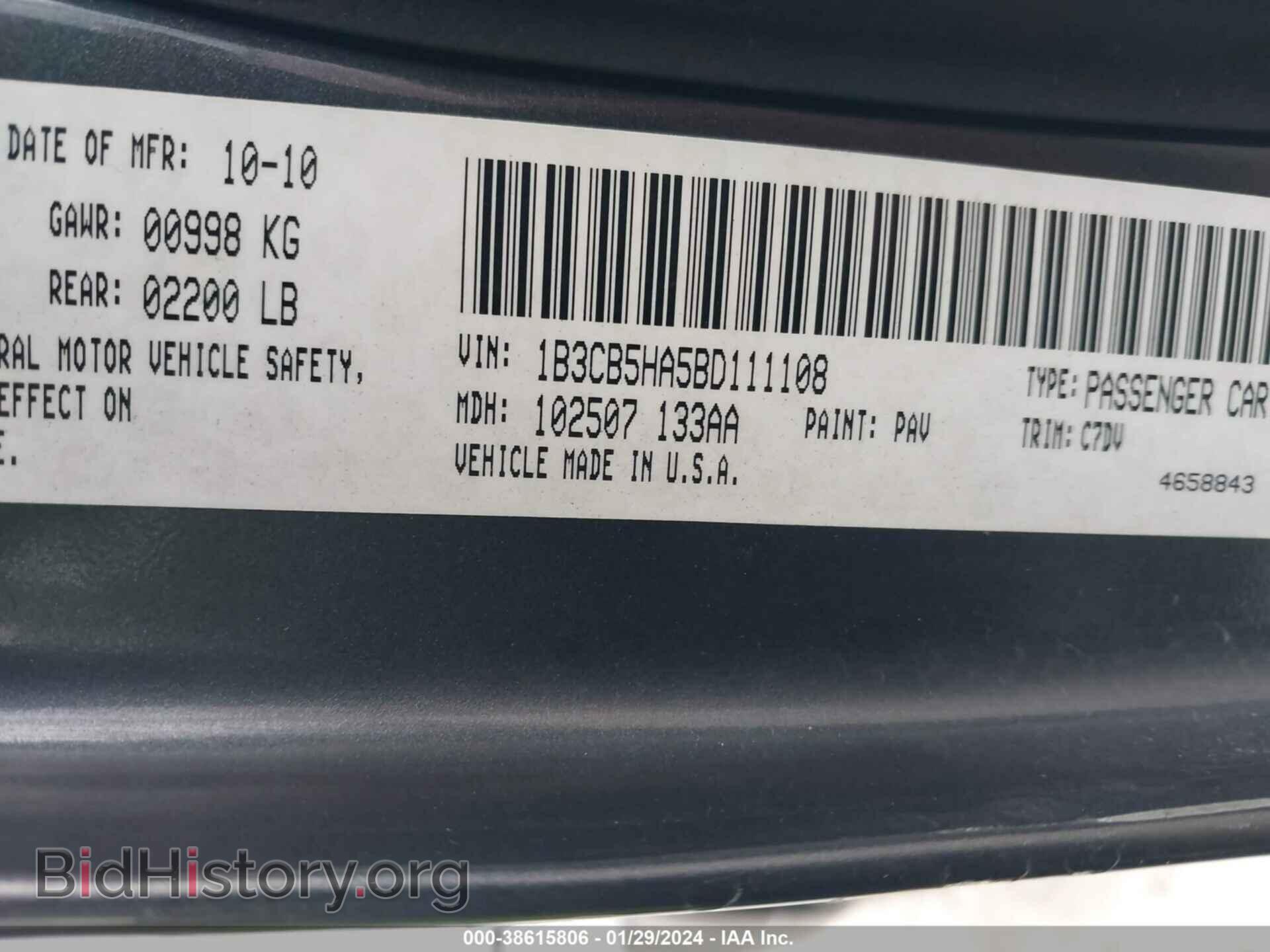 2011 DODGE CALIBER - VIN: 1B3CB5HA5BD111108 - Фото 9