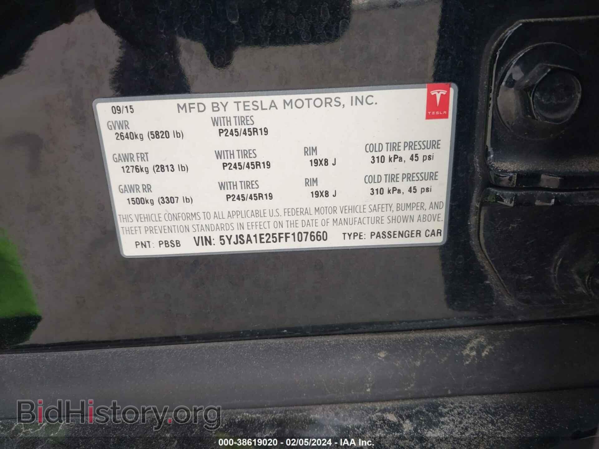 2015 TESLA MODEL S - VIN: 5YJSA1E25FF107660 - Фото 9