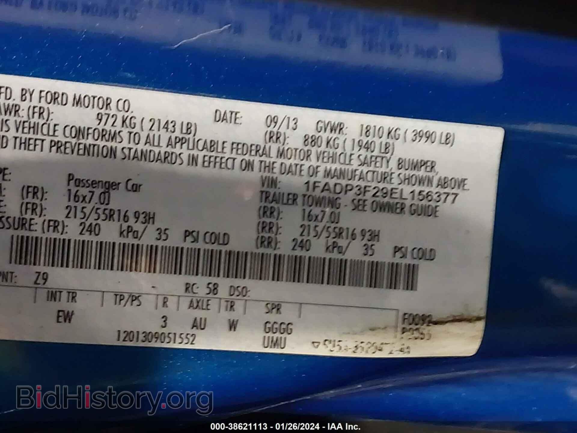 2014 FORD FOCUS - VIN: 1FADP3F29EL156377 - Фото 9