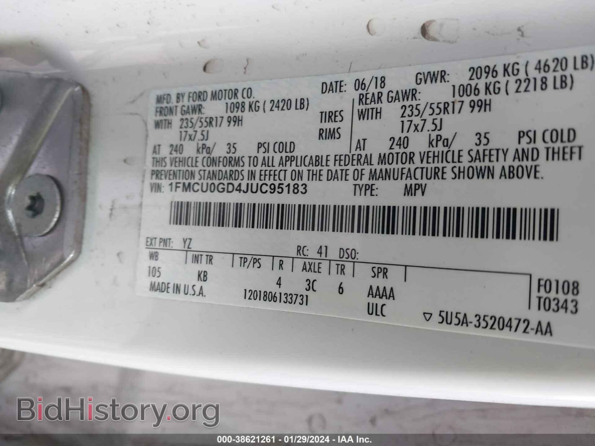 2018 FORD ESCAPE - VIN: 1FMCU0GD4JUC95183 - Фото 9